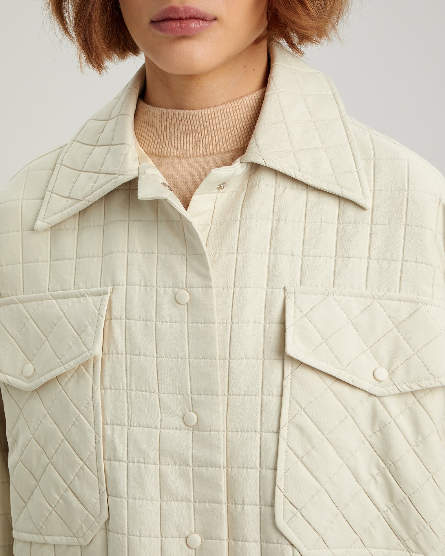 Oversized shirt jacket, Beige — photo 6