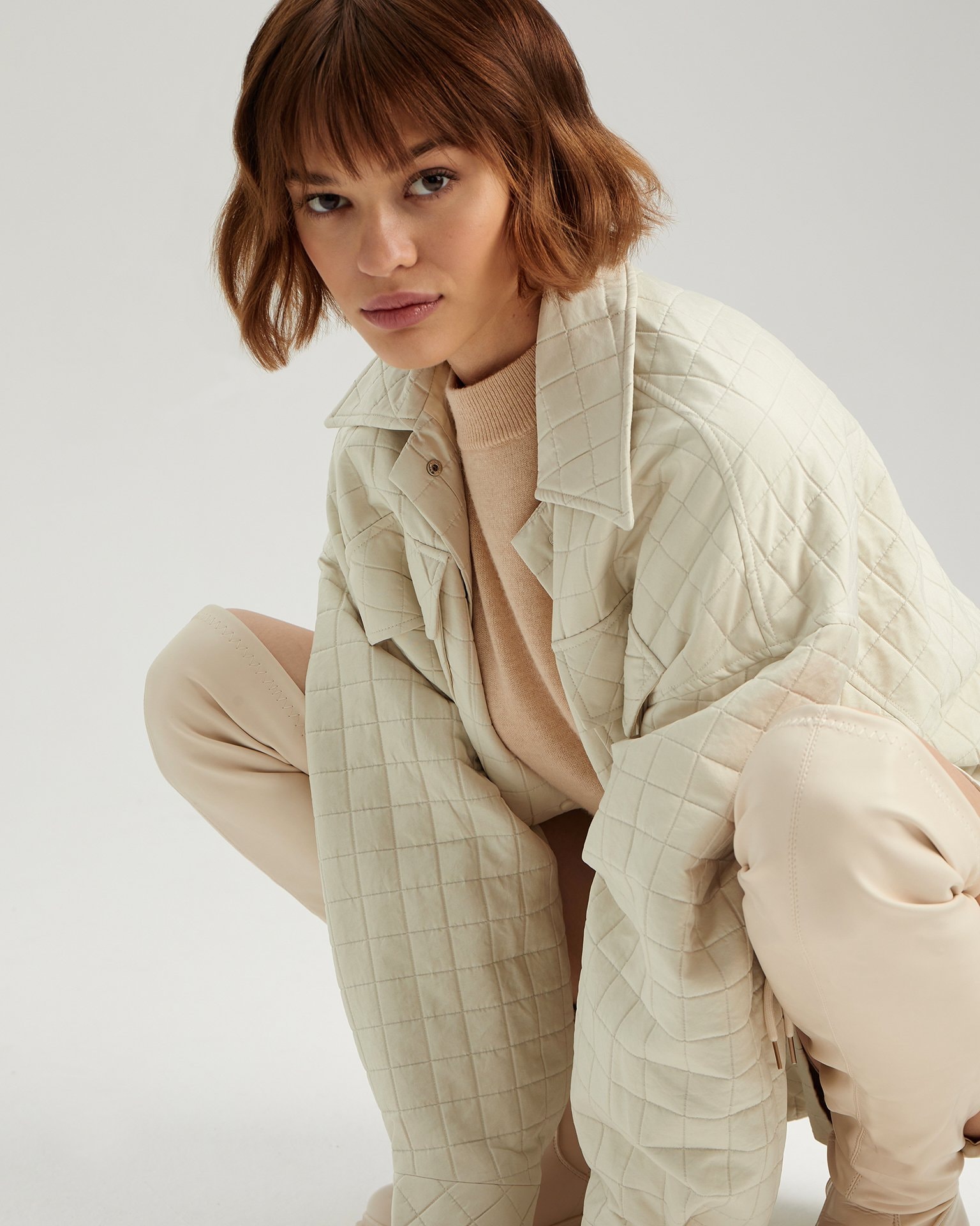 Oversized shirt jacket, Beige — photo 2