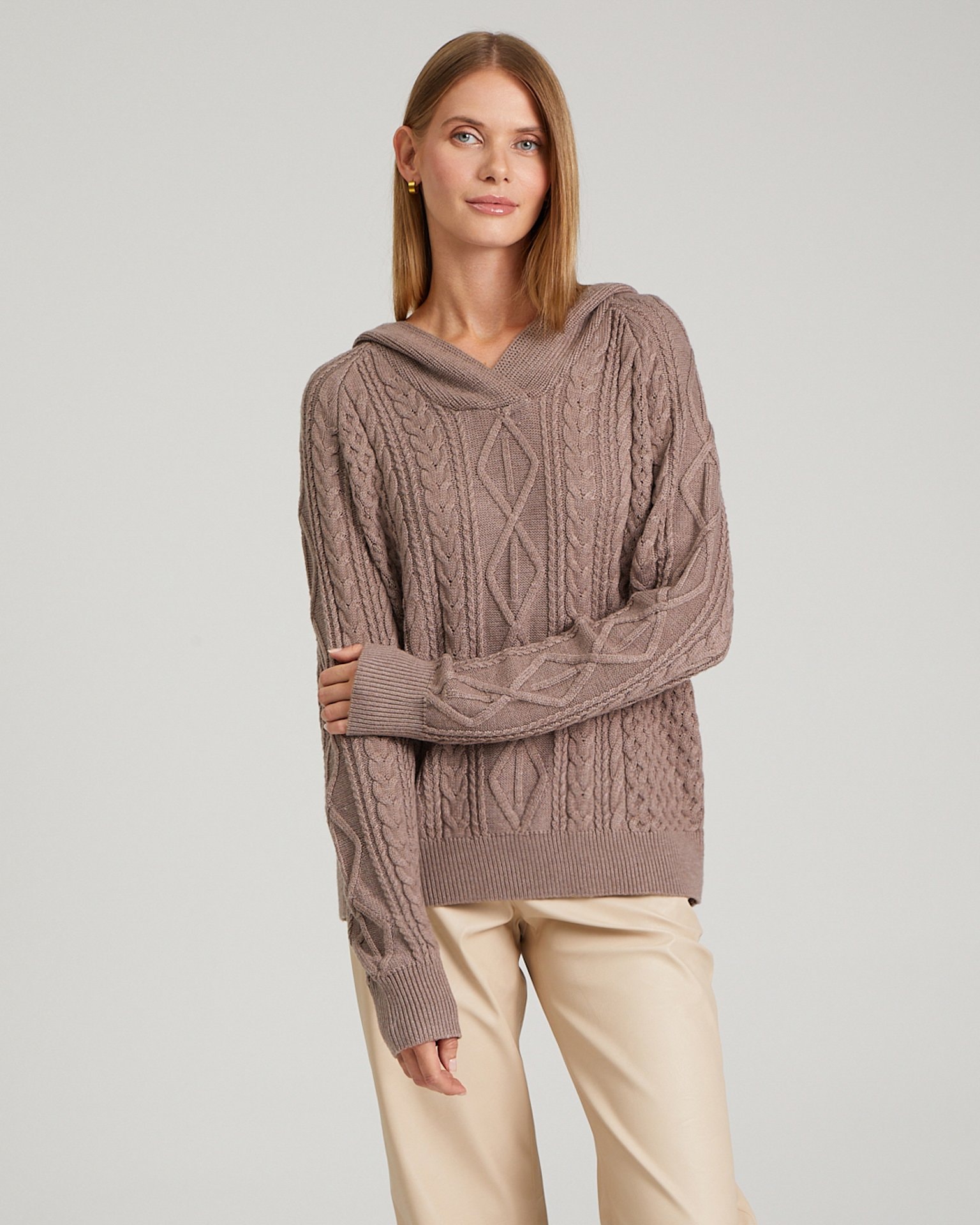 Hooded Jumper, Brown — photo 7