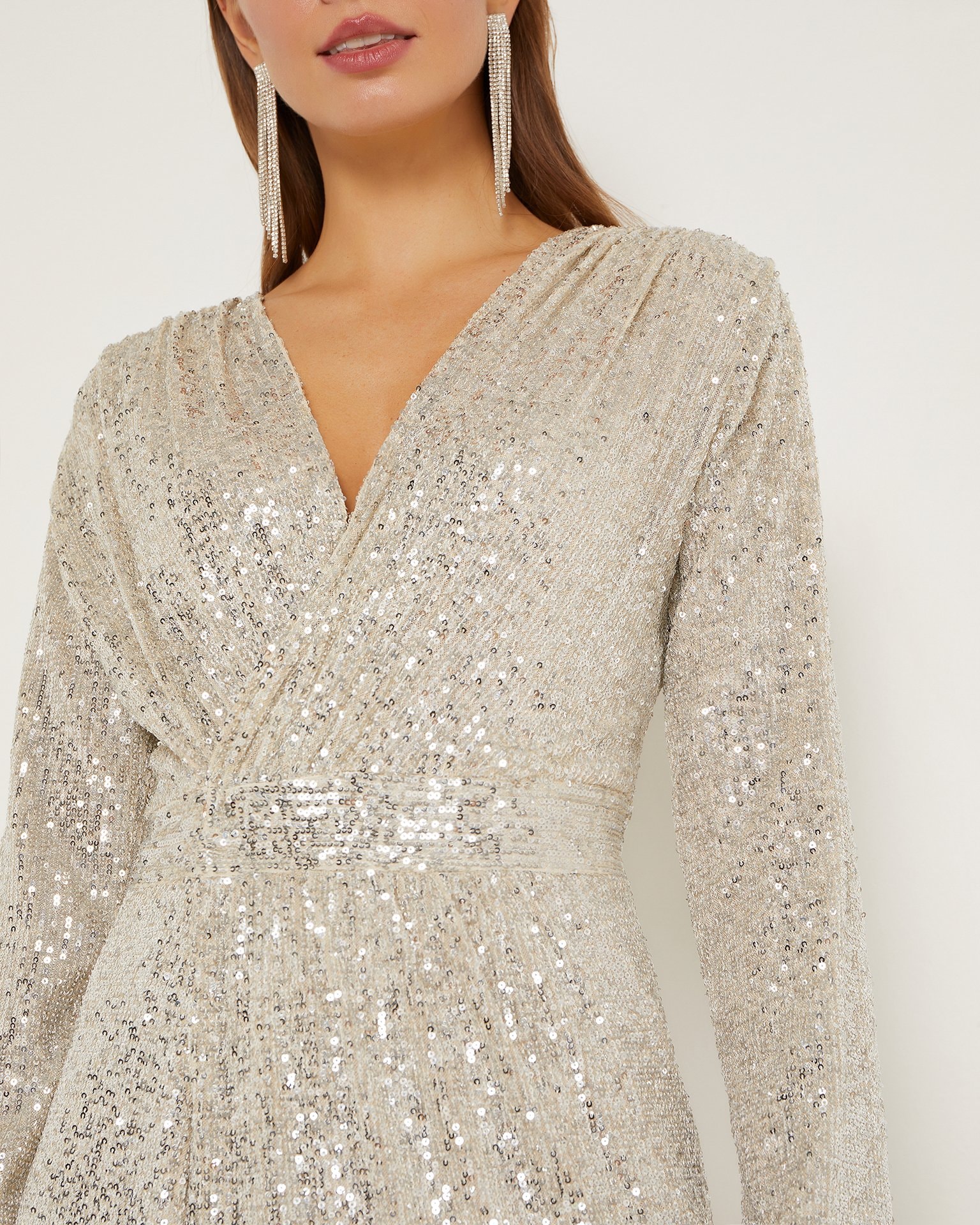 Sequinned dress, Nude — photo 6