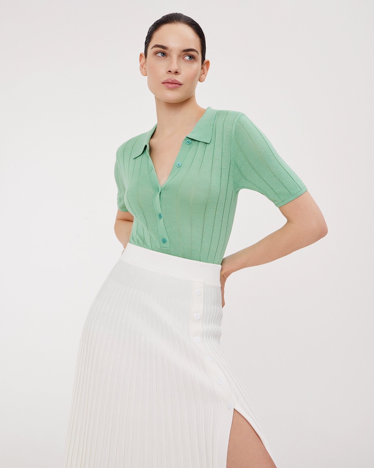 Green polo shirt