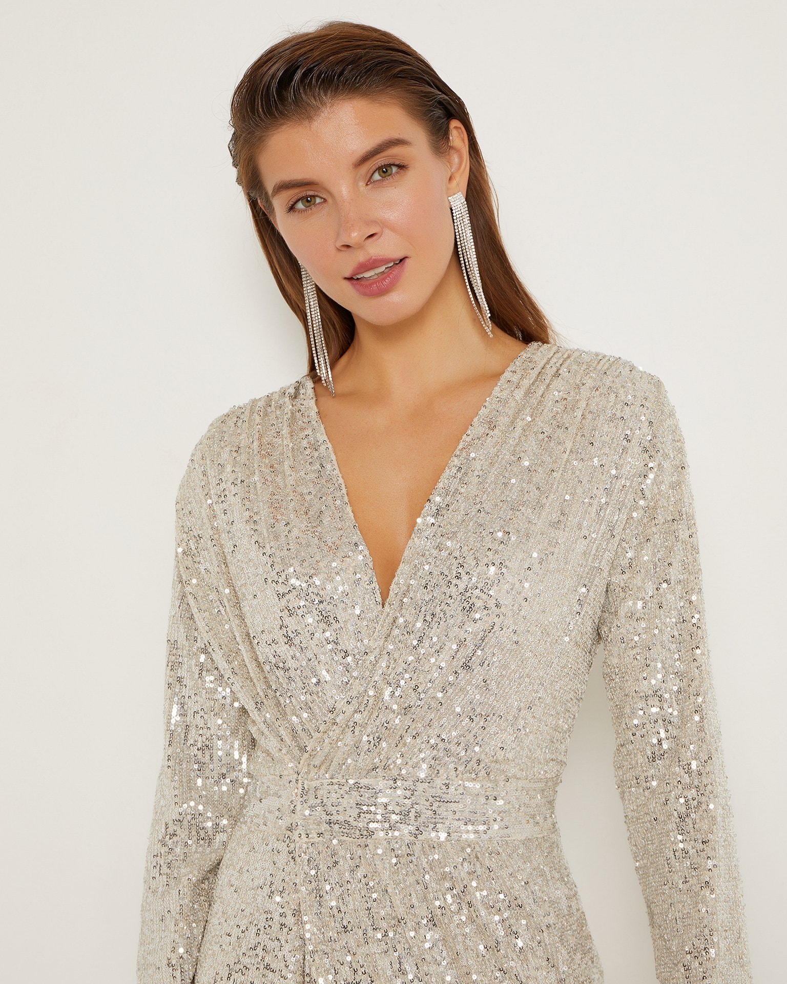Sequinned dress, Nude — photo 5