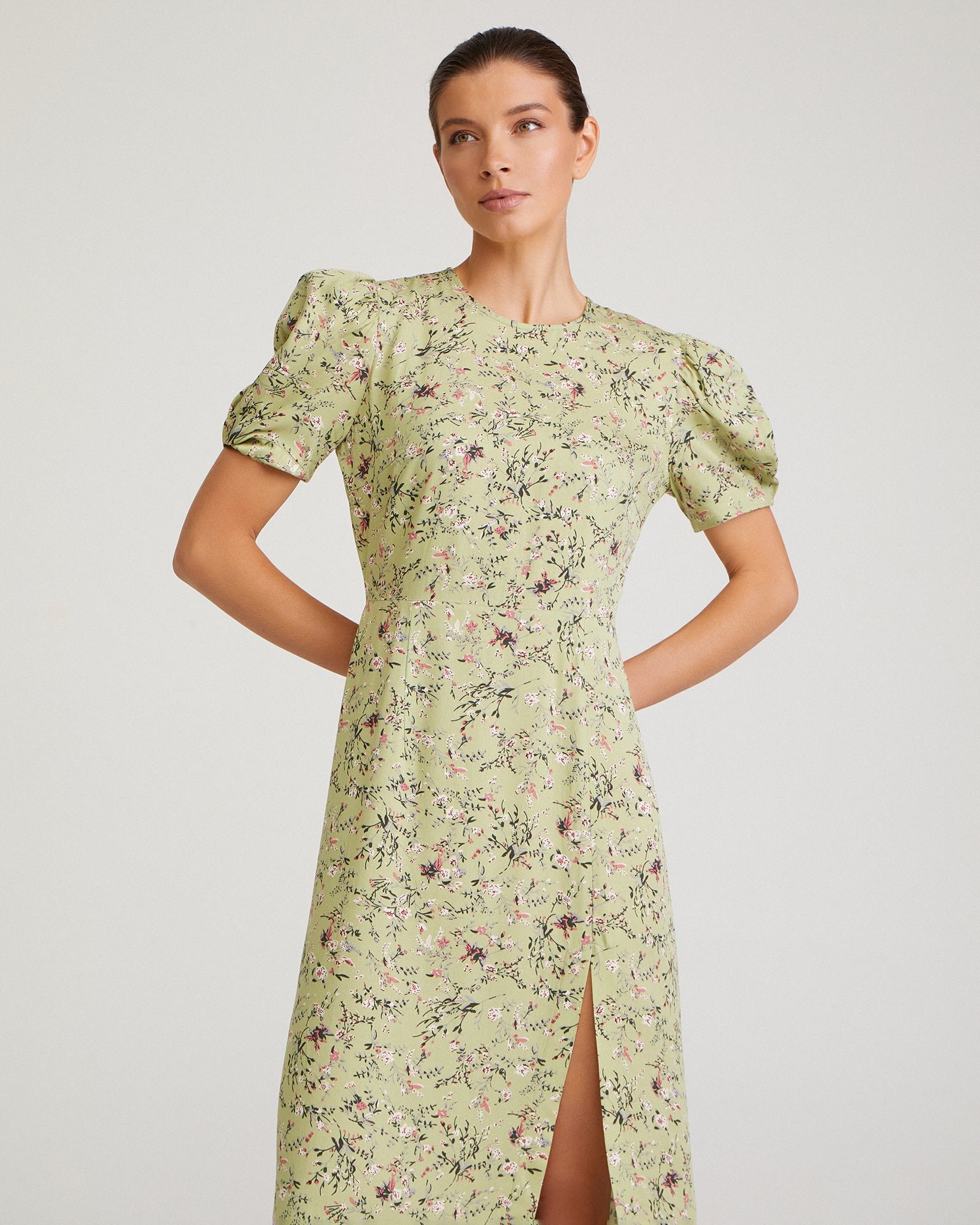 Dress with a slit, Light Green — photo 4