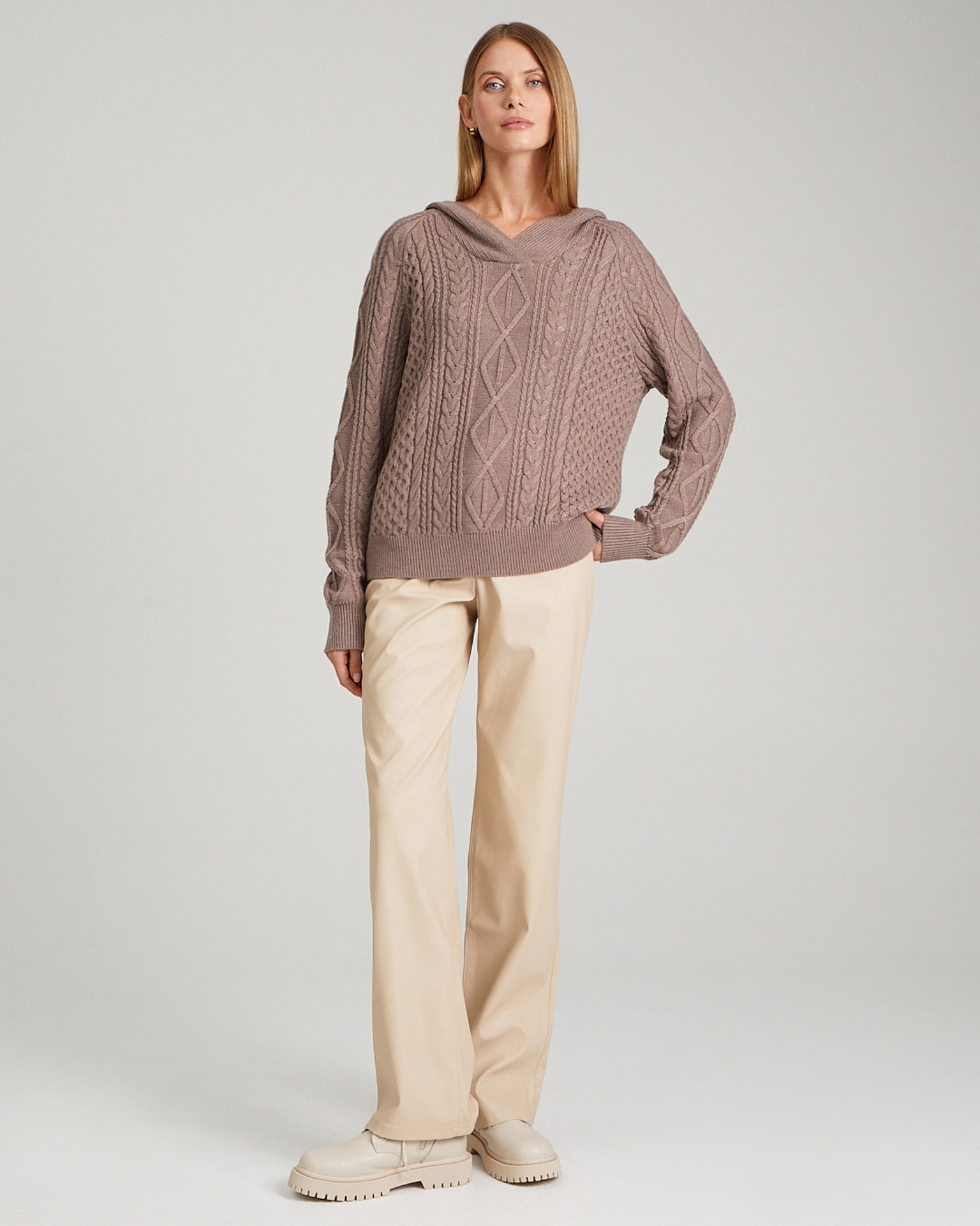 Hooded Jumper, Brown — photo 3