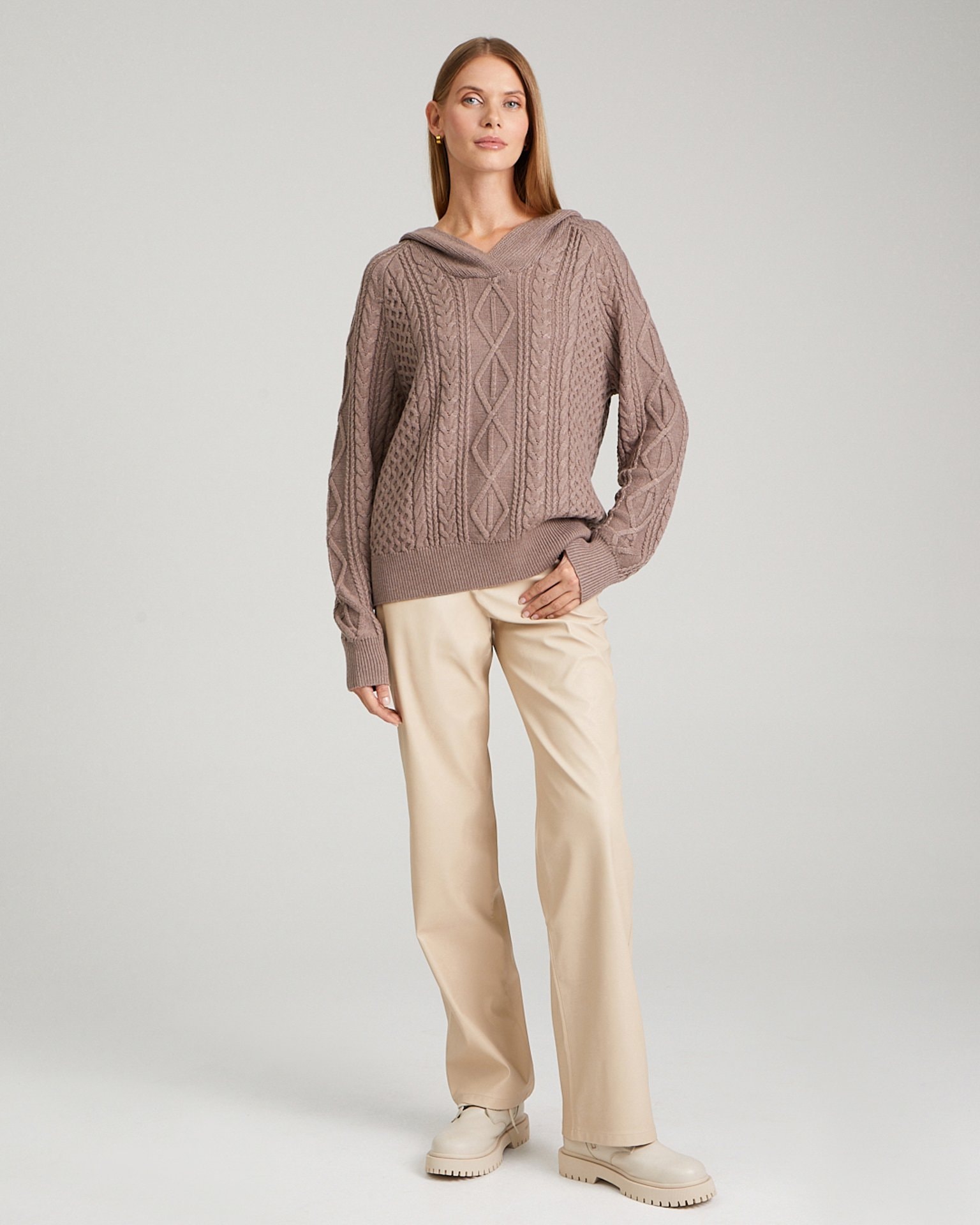 Hooded Jumper, Brown — photo 5