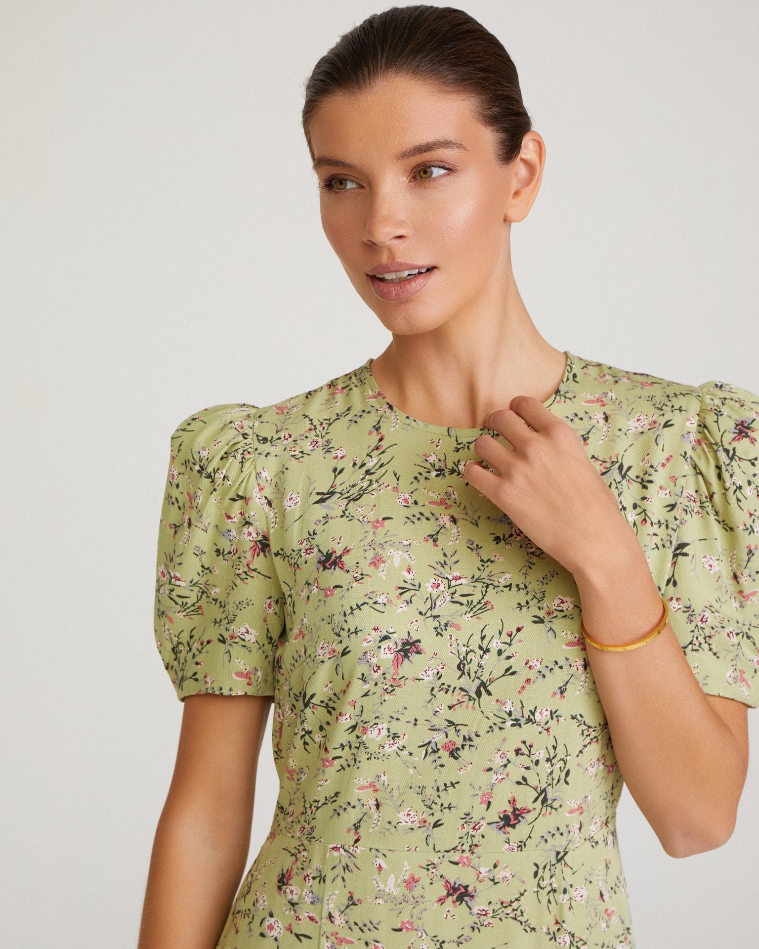 Dress with a slit, Light Green — photo 5