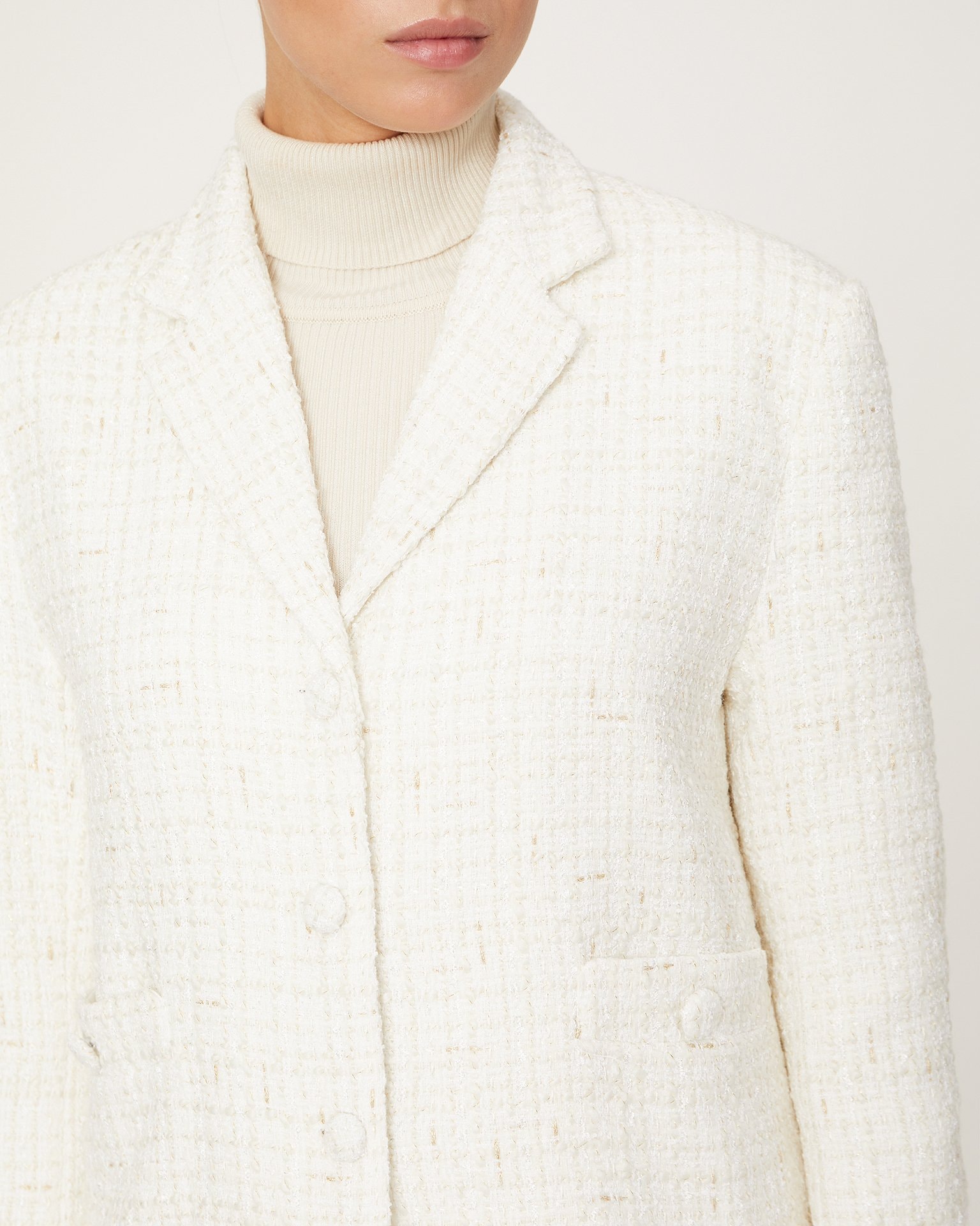 White single-breasted jacket, White — photo 6
