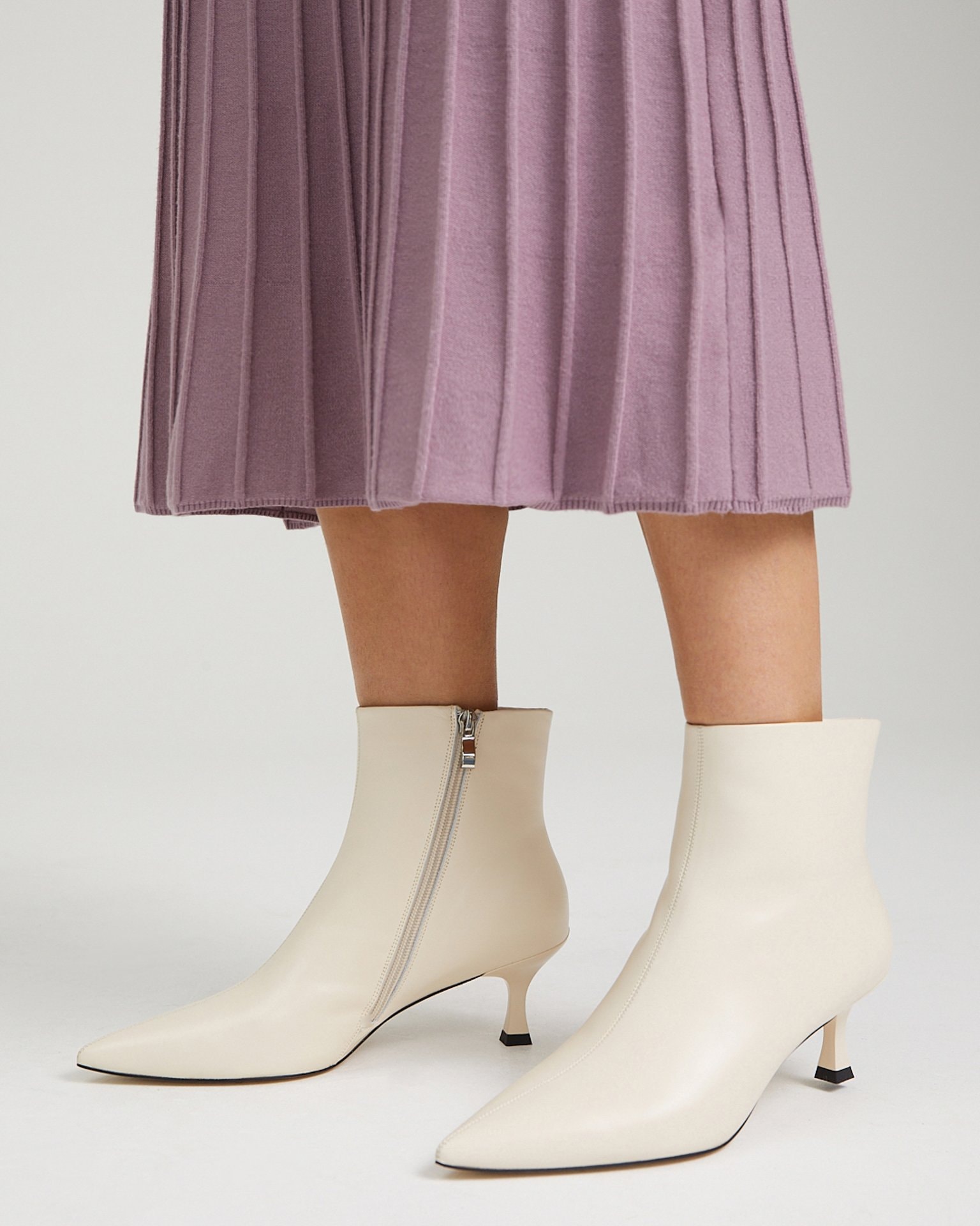 Ankle boots made from genuine leather, Milk — photo 2