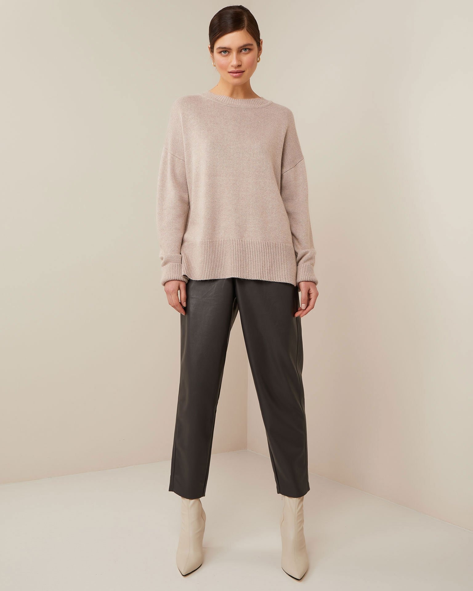 Graphite leather trousers, Grey — photo 2