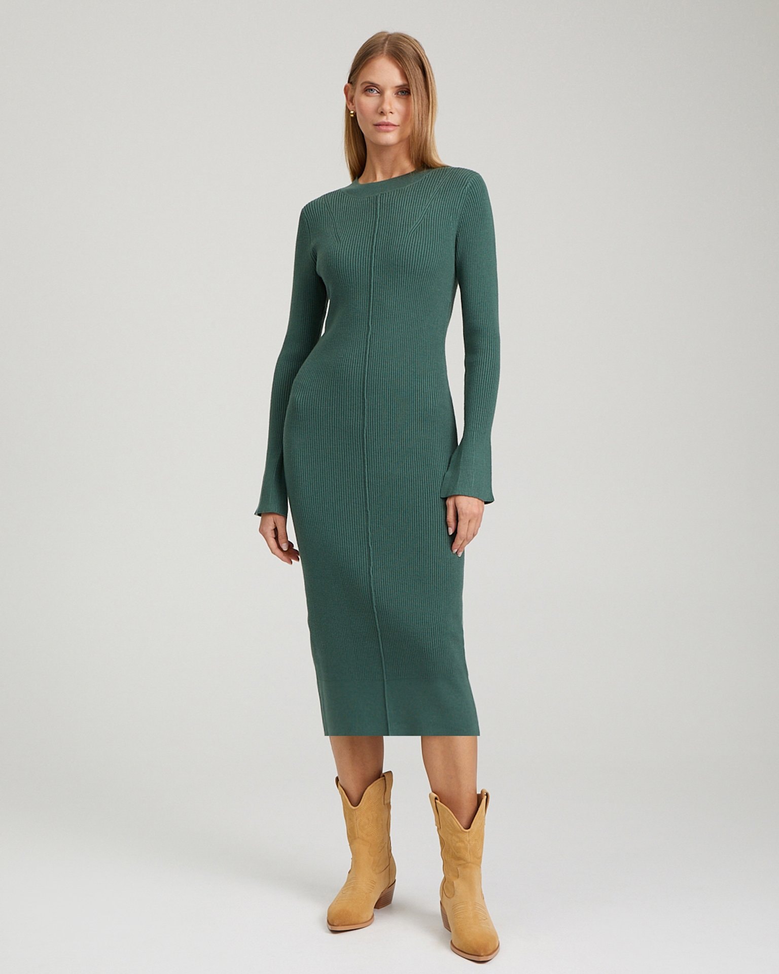 Fitted knit dress, Green — photo 4