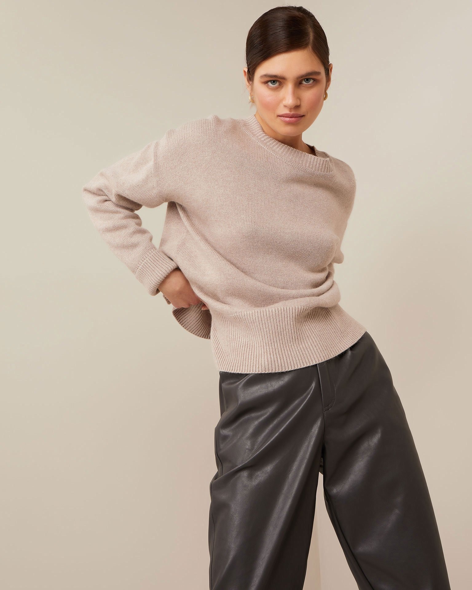 Graphite leather trousers, Grey — photo 4