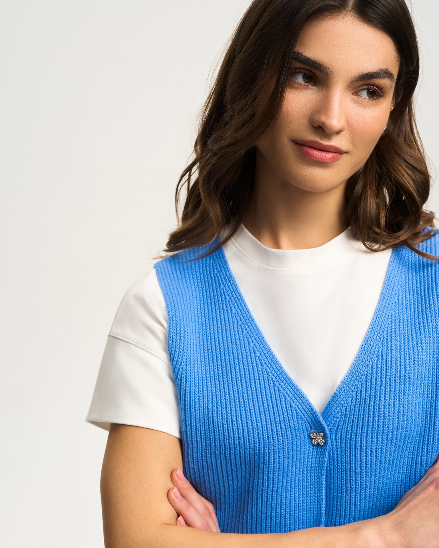 Knitted waistcoat, Light blue — photo 5