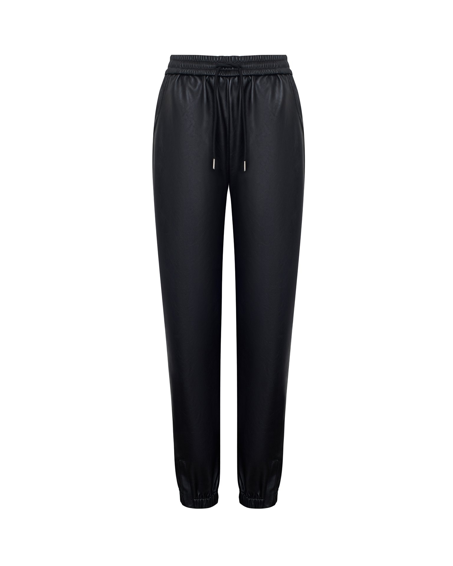 Black faux leather trousers, Black