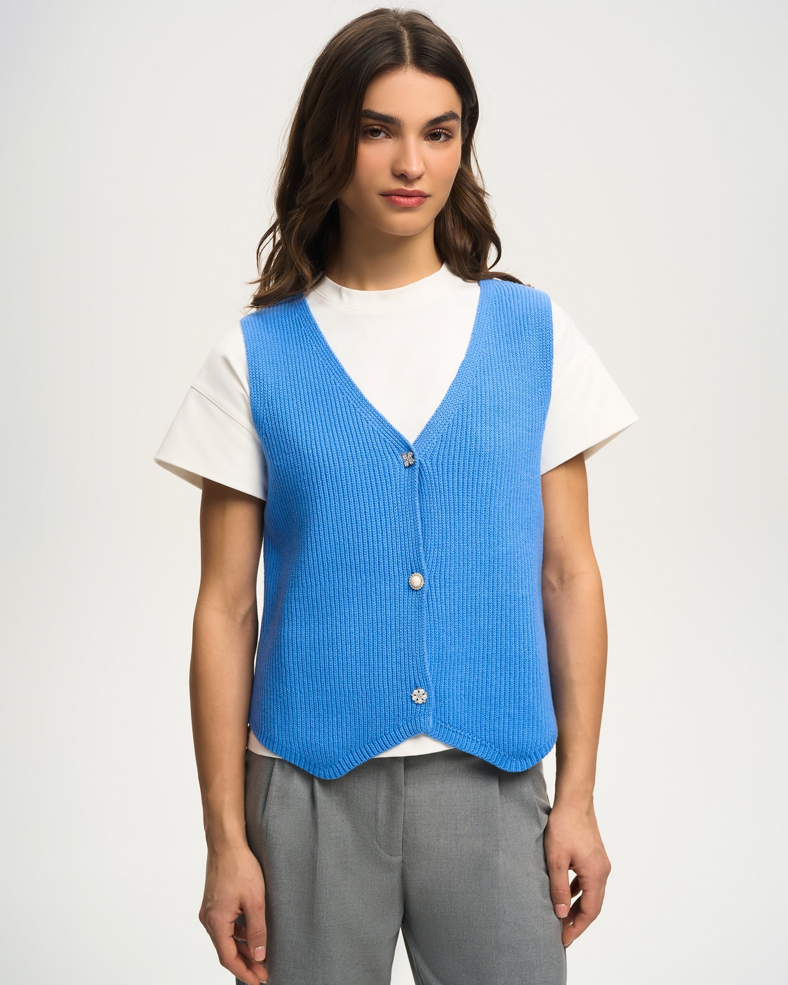 Knitted waistcoat, Light blue