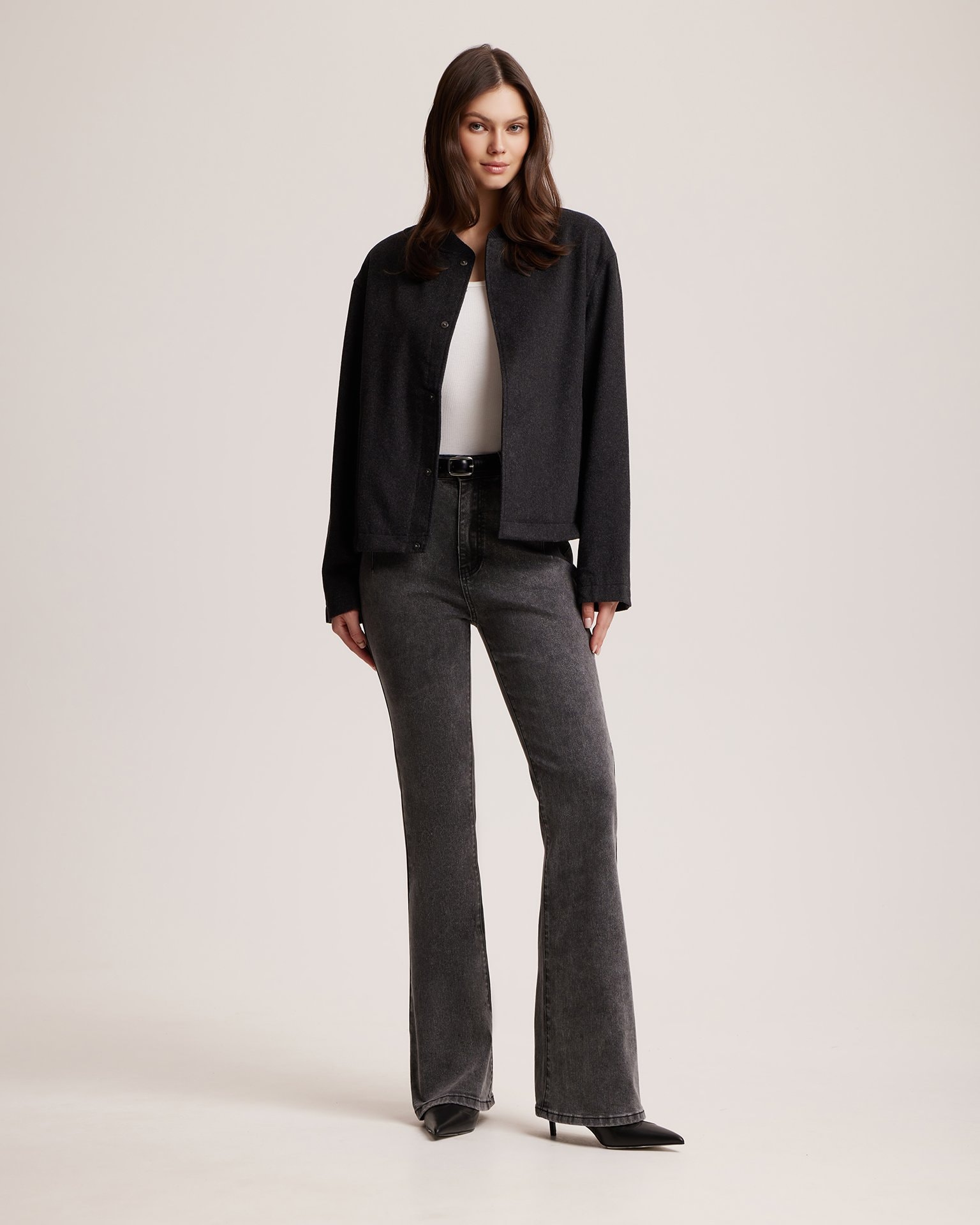 Jeans with topstitching, Grey