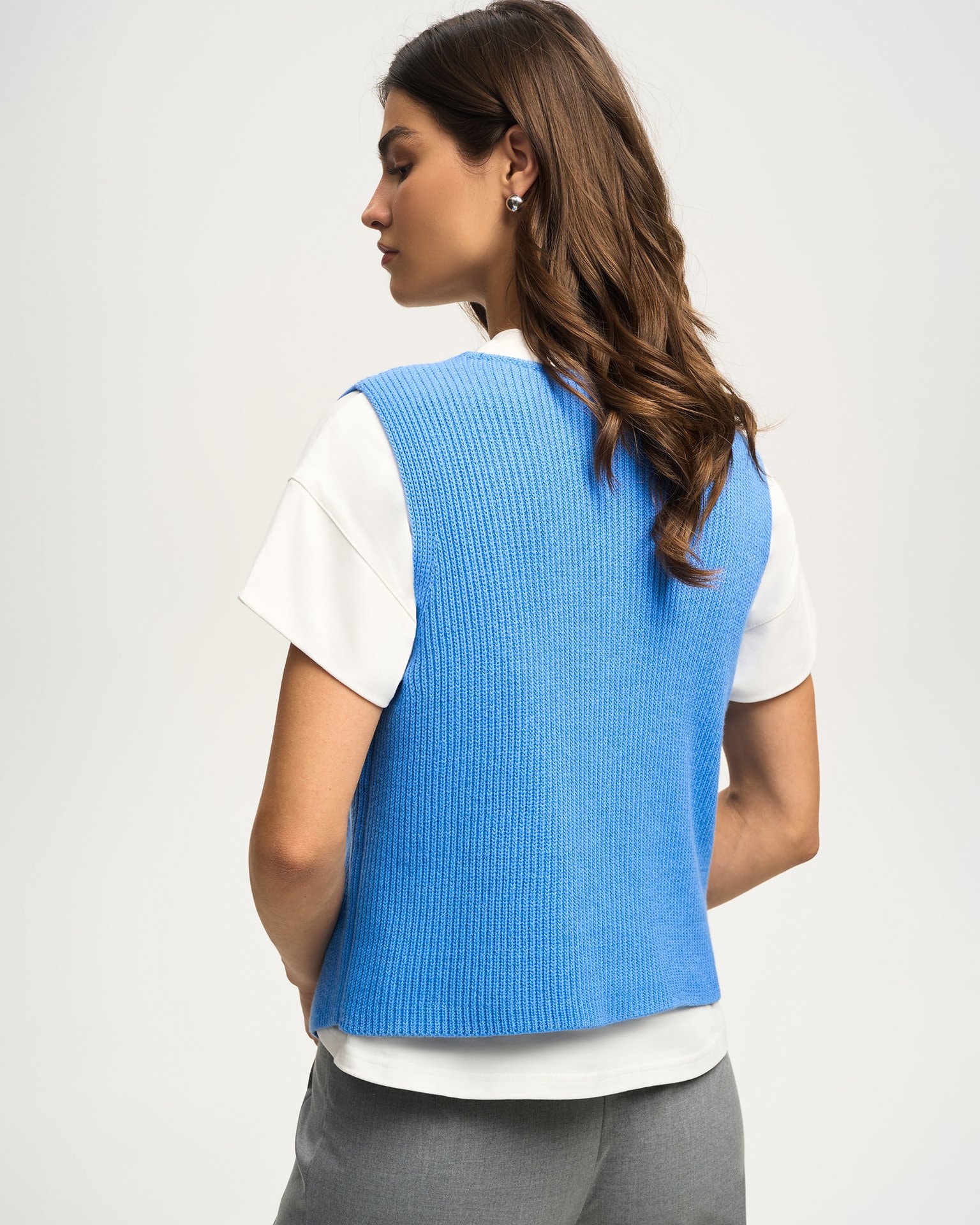 Knitted waistcoat, Light blue — photo 4