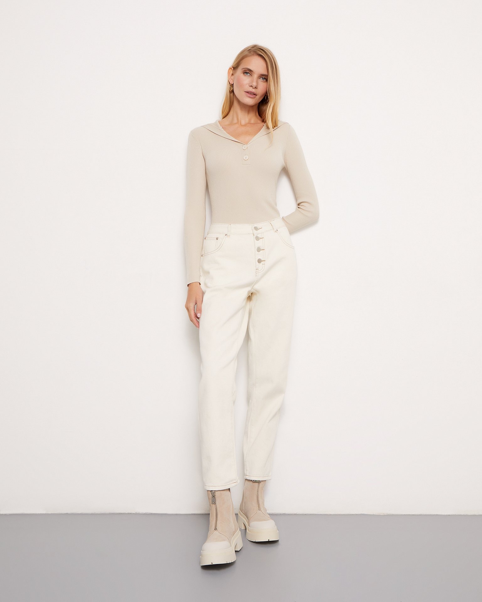 Bodysuit with hood in beige, Beige — photo 3