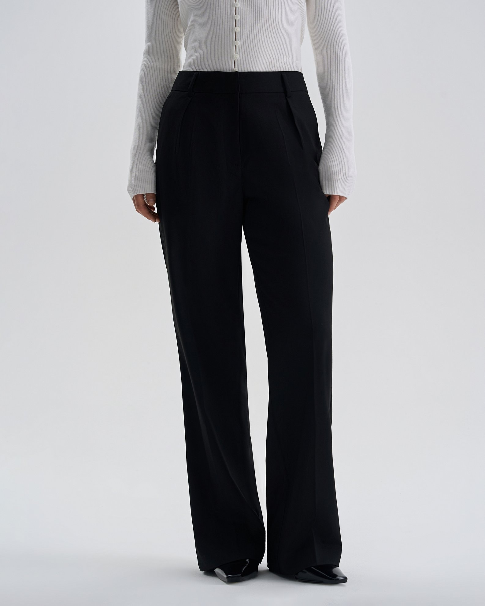 Trousers with pleats, Black — photo 2