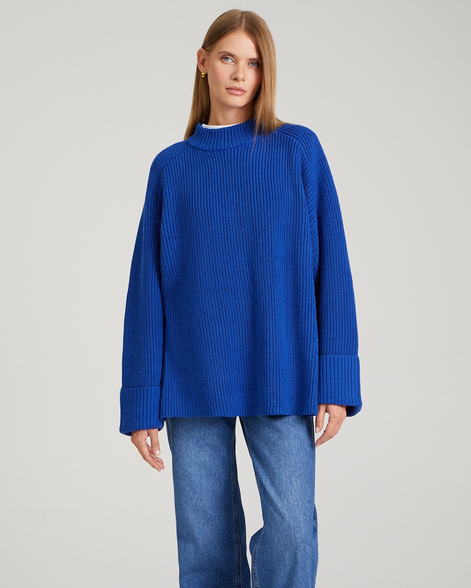 A chunky knit jumper