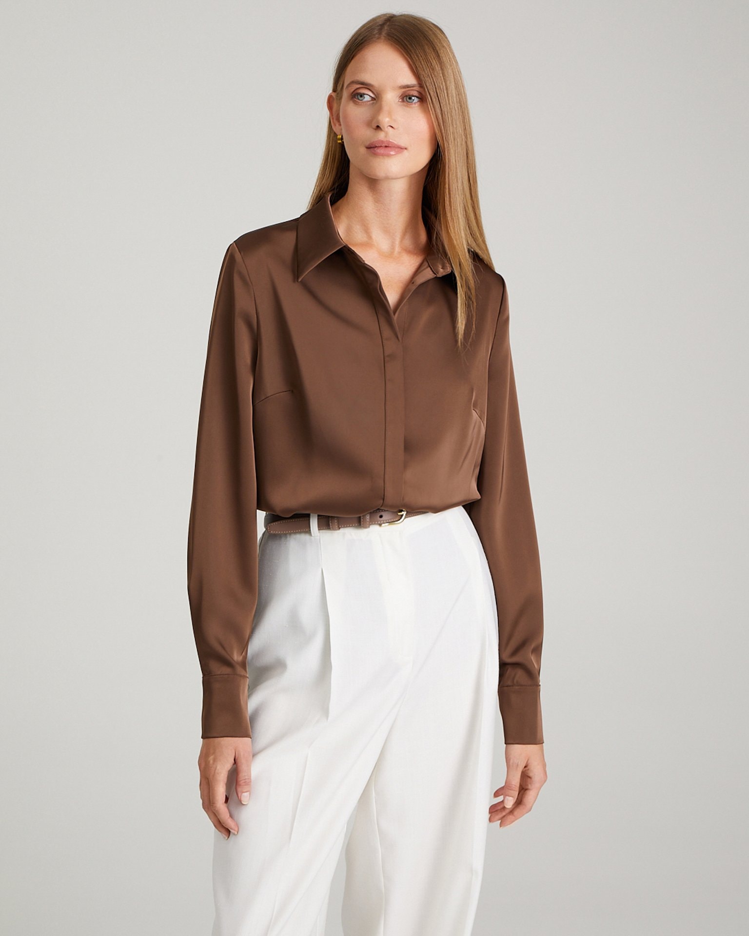 Satin shirt, Brown