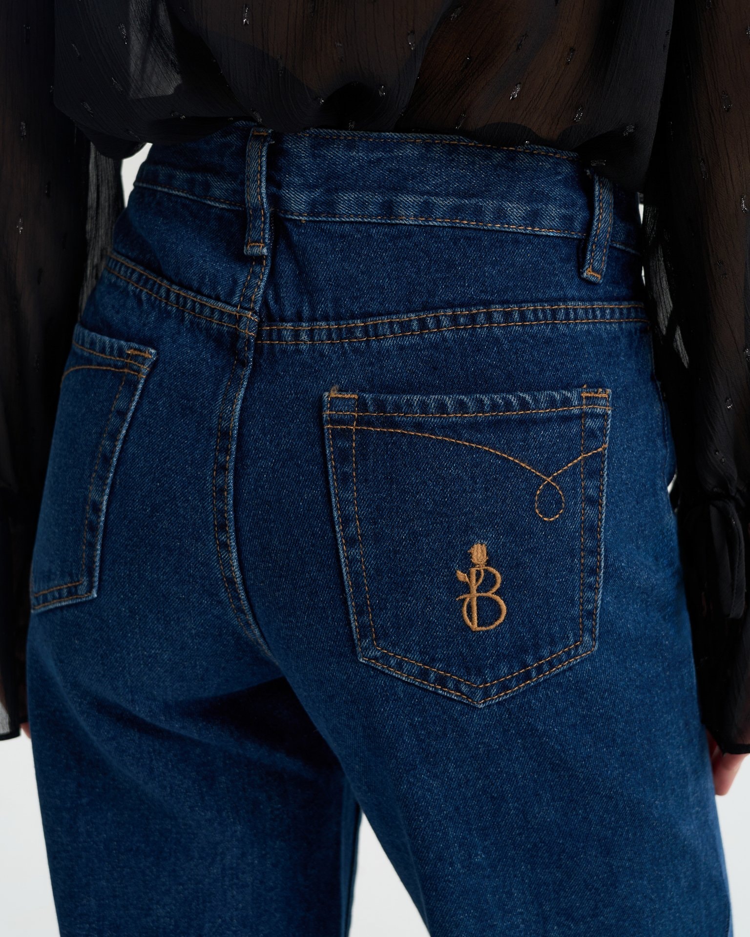 High-waisted wide-leg jeans, Blue — photo 4