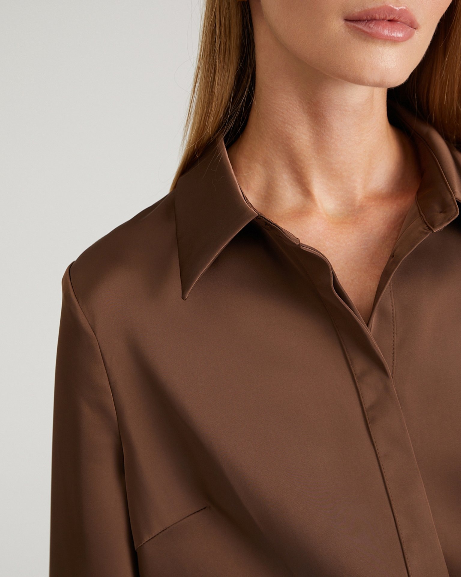 Satin shirt, Brown — photo 7