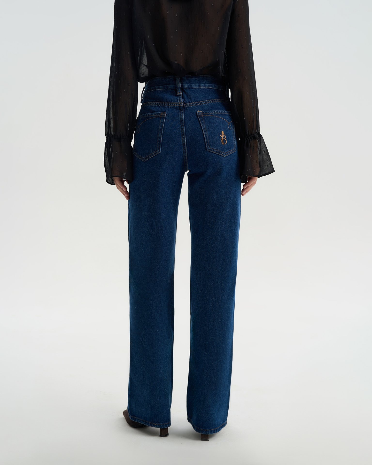 High-waisted wide-leg jeans, Blue