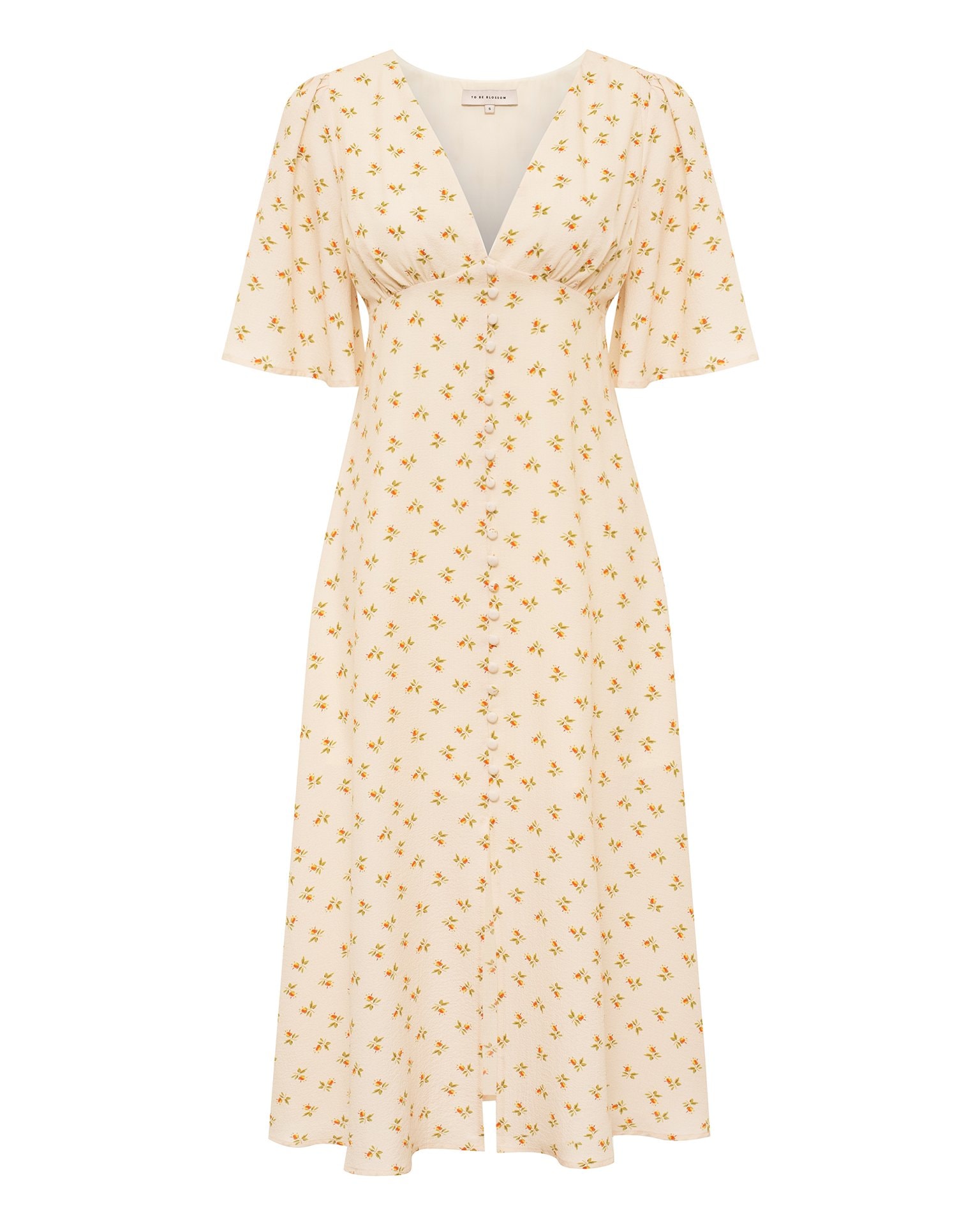 Dress with a V-neck, Light Beige — photo 7