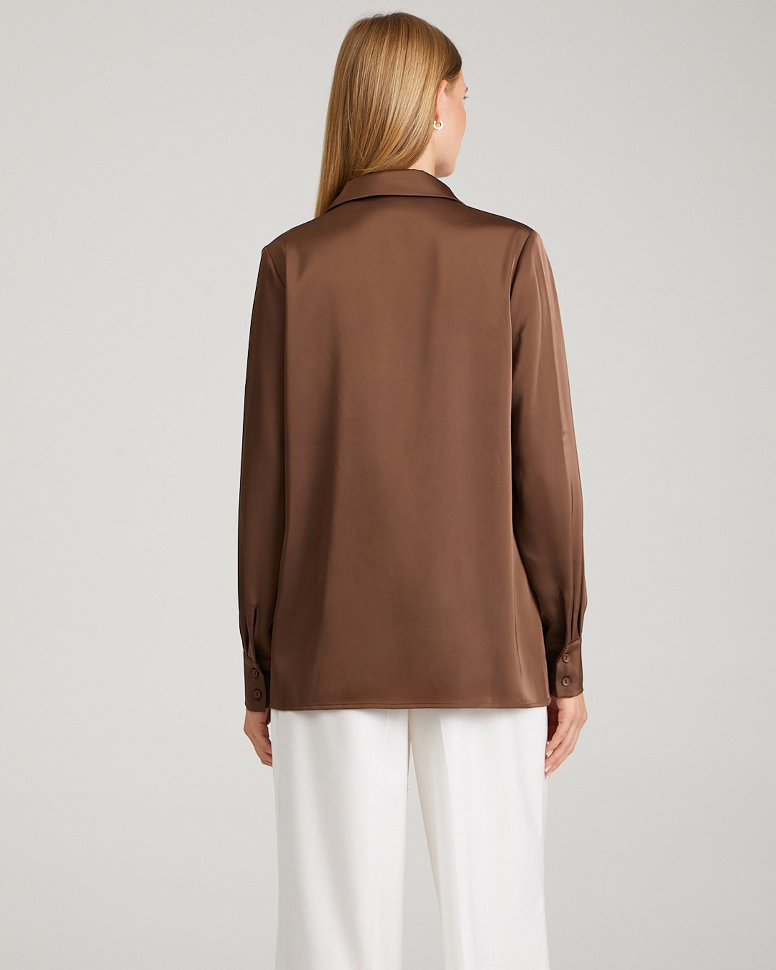 Satin shirt, Brown — photo 3