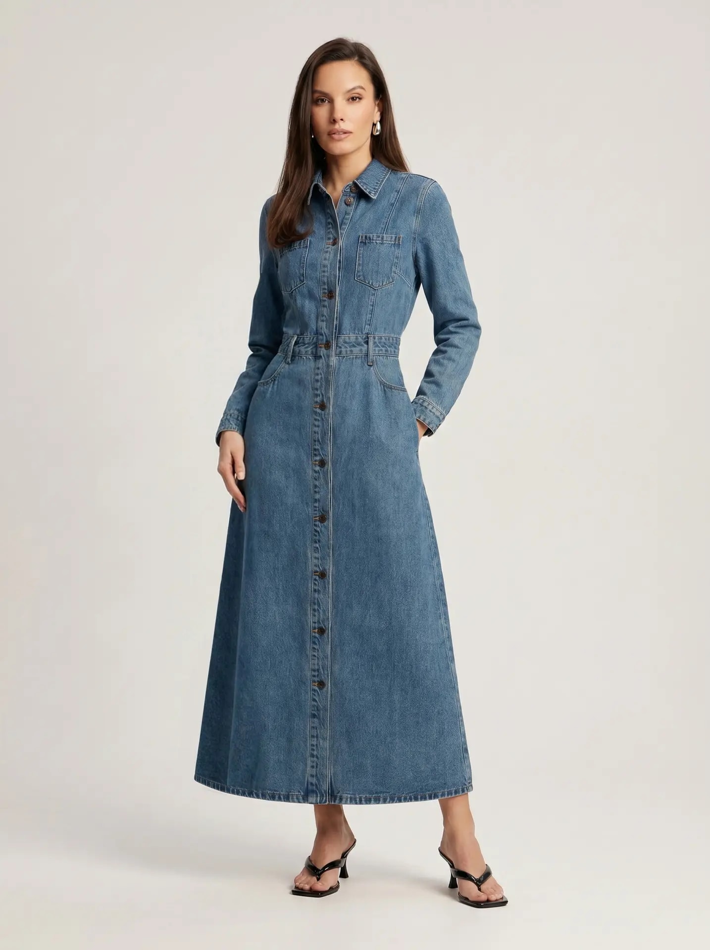denim trench dress, blue
