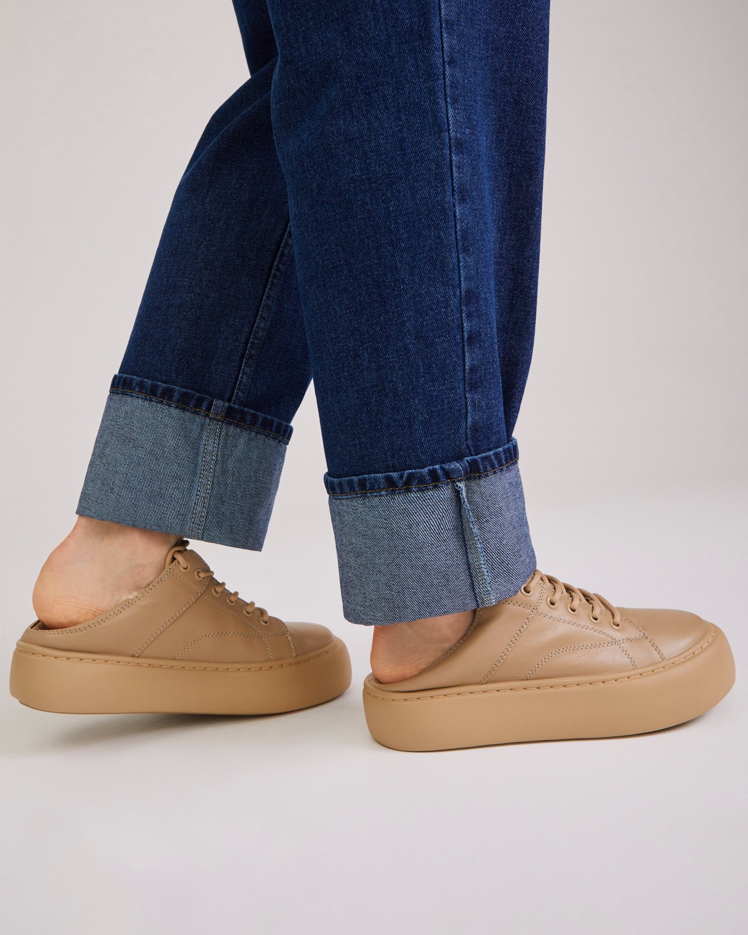 Suede sneakers with fur, Beige — photo 3