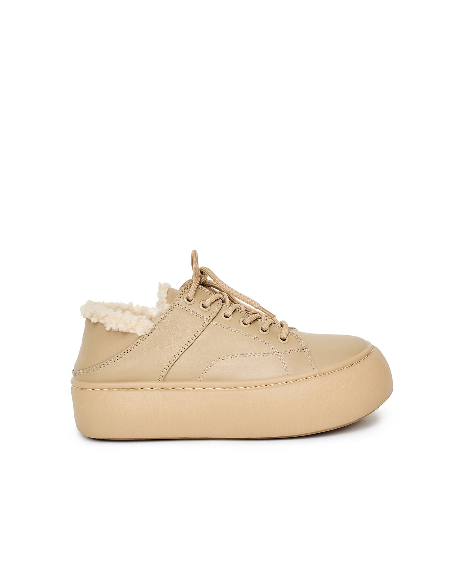 Suede sneakers with fur, Beige — photo 7