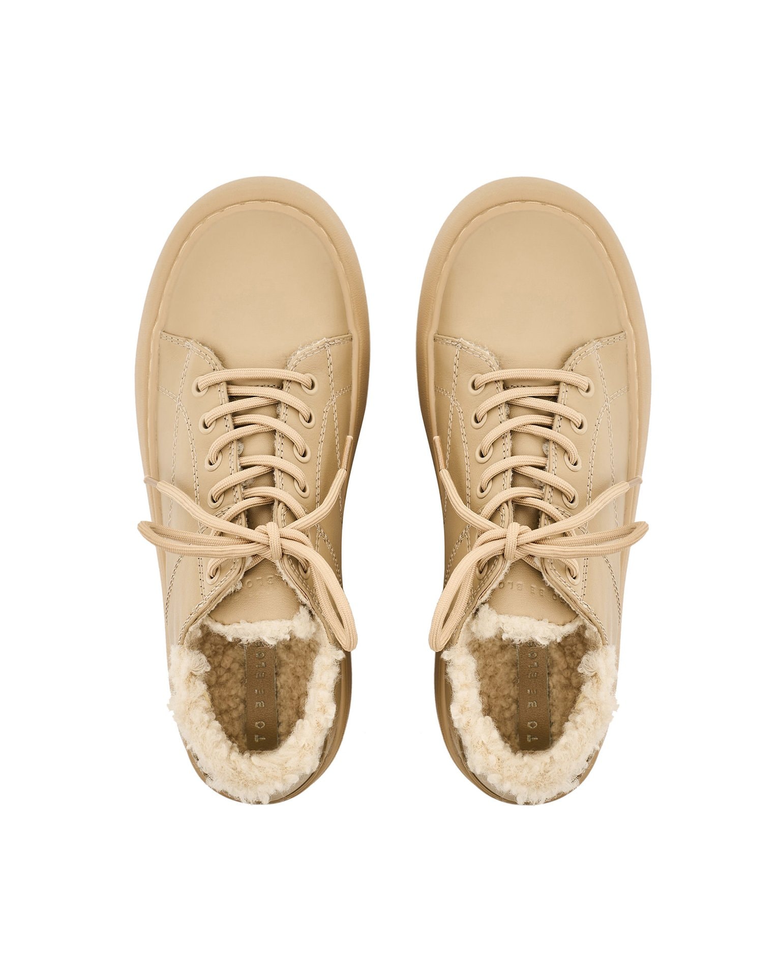 Suede sneakers with fur, Beige — photo 6