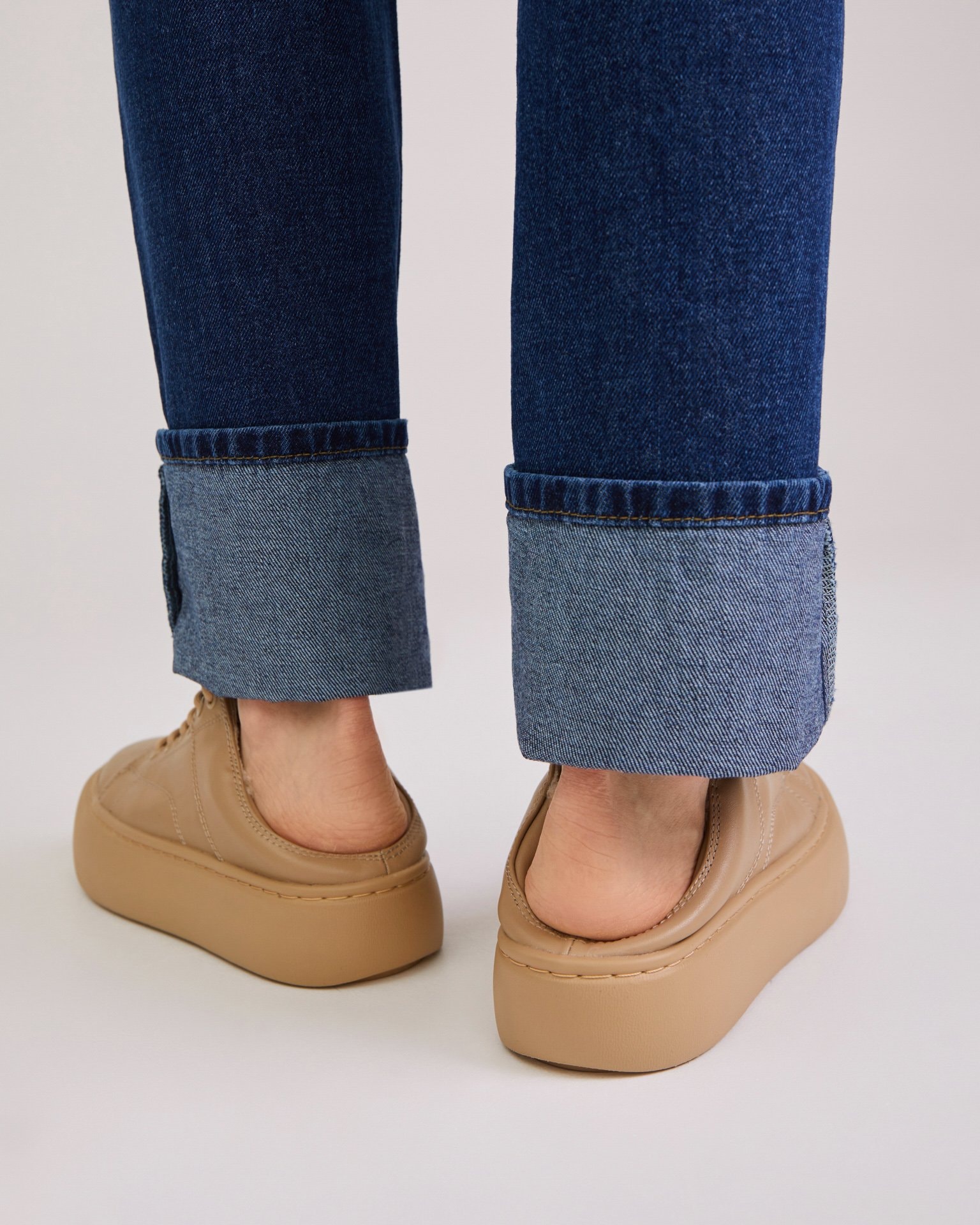 Suede sneakers with fur, Beige — photo 4