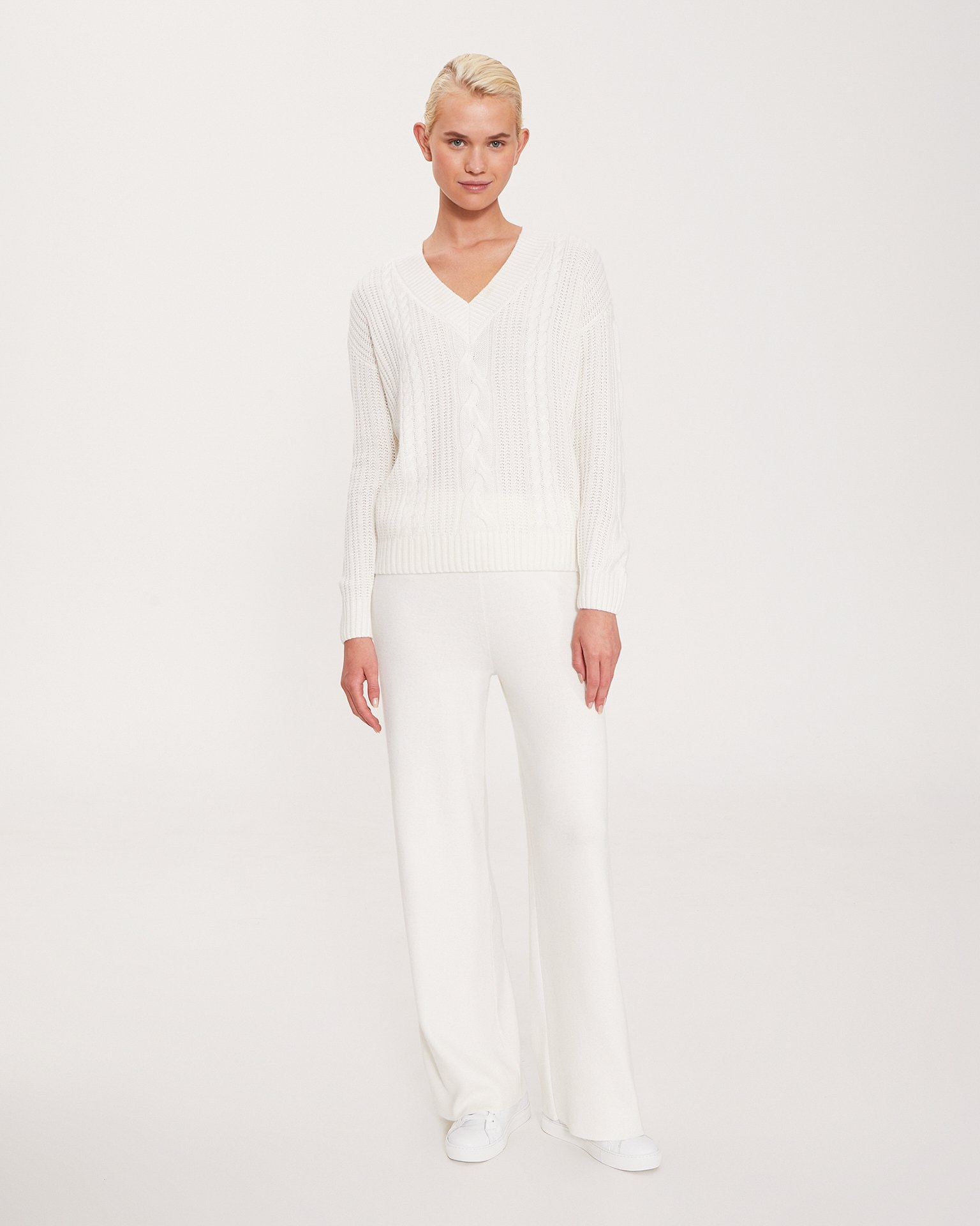 Suit with wide-leg trousers, White — photo 2