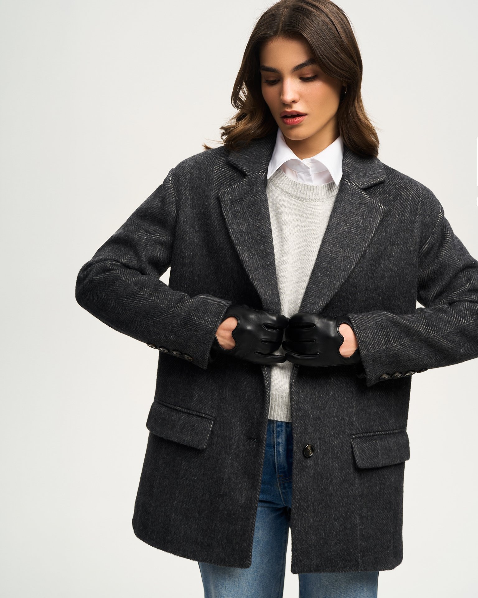 Wool blazer coat, Dark Grey