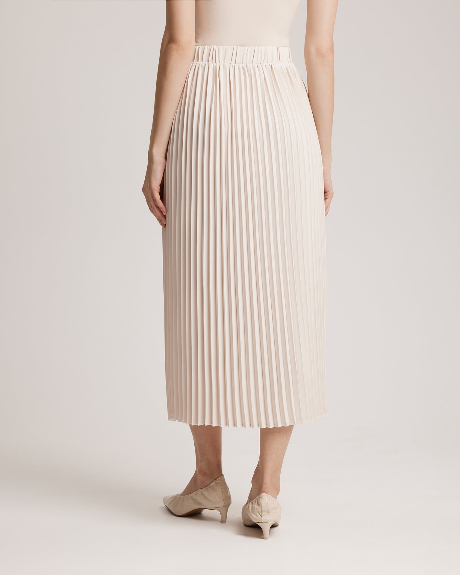 Pleated midi skirt, Light Beige — photo 6