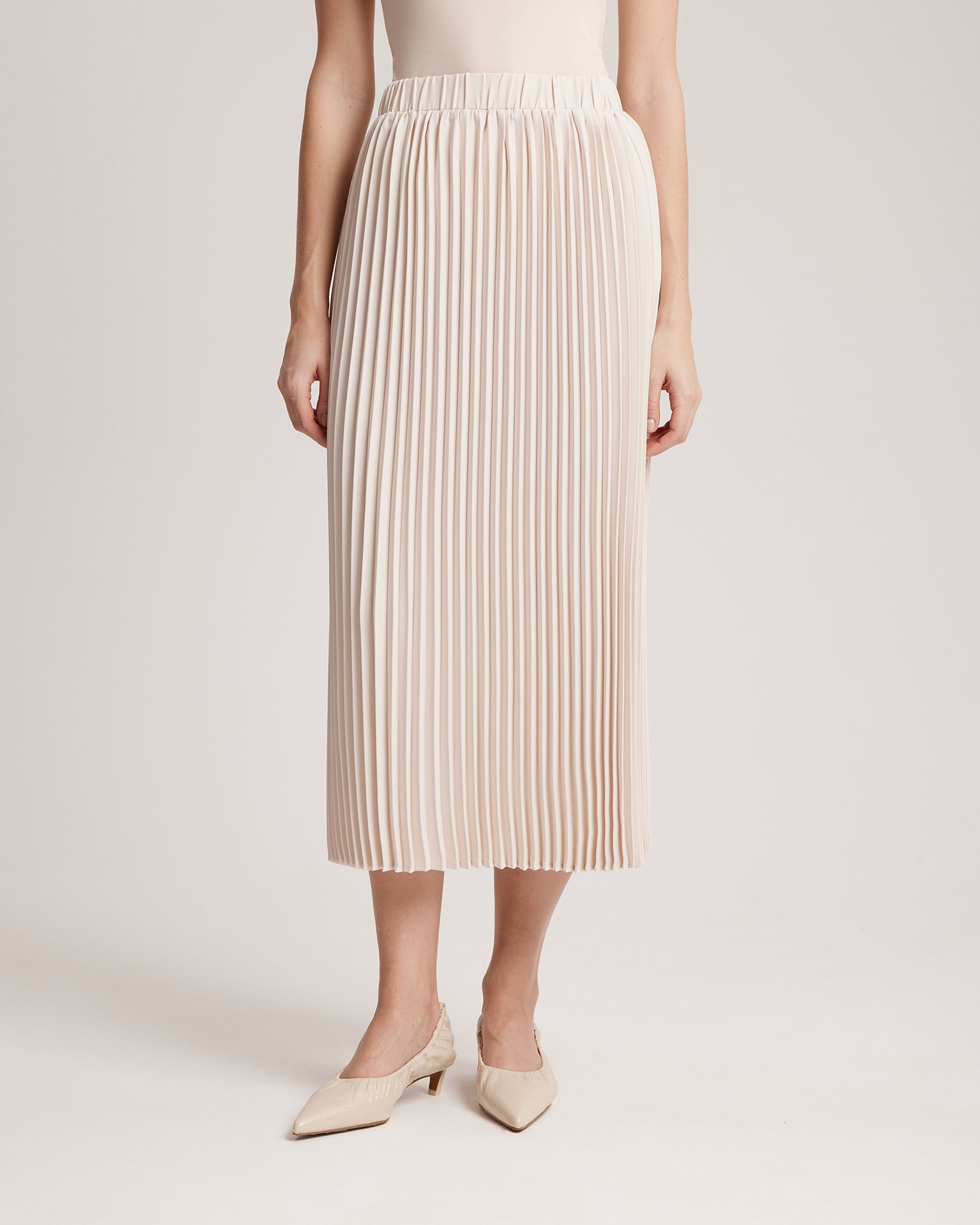Pleated midi skirt, Light Beige — photo 5