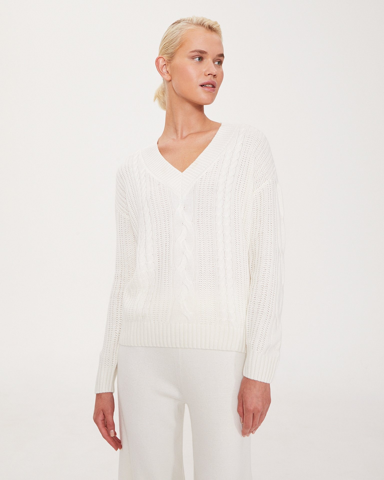 Suit with wide-leg trousers, White — photo 4