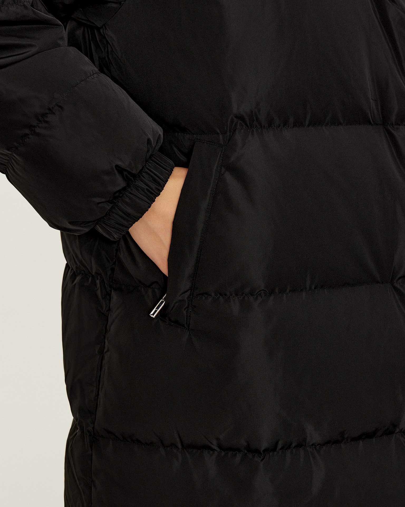 Black Down Jacket with Rivets, Black — photo 6