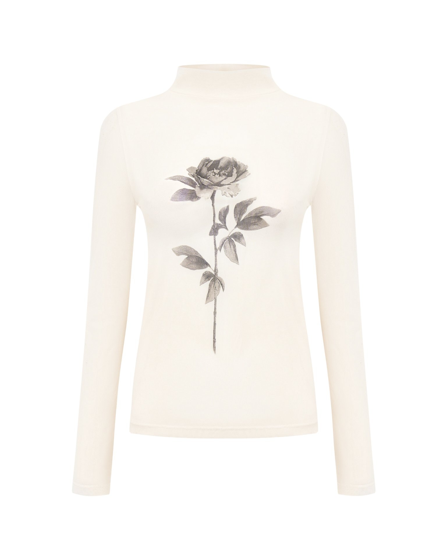 Long sleeve top with designer print, Beige. — photo 6