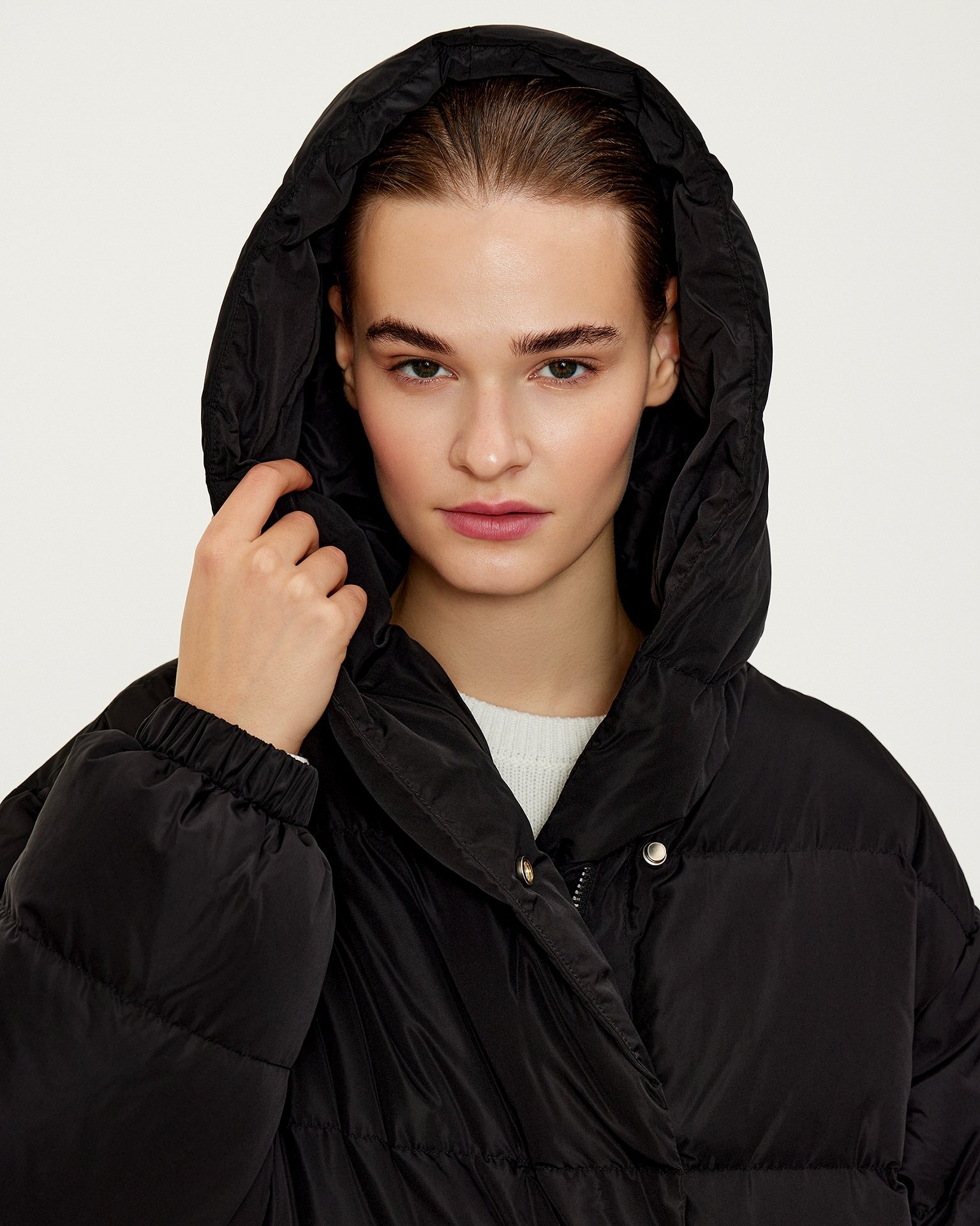 Black Down Jacket with Rivets, Black — photo 5