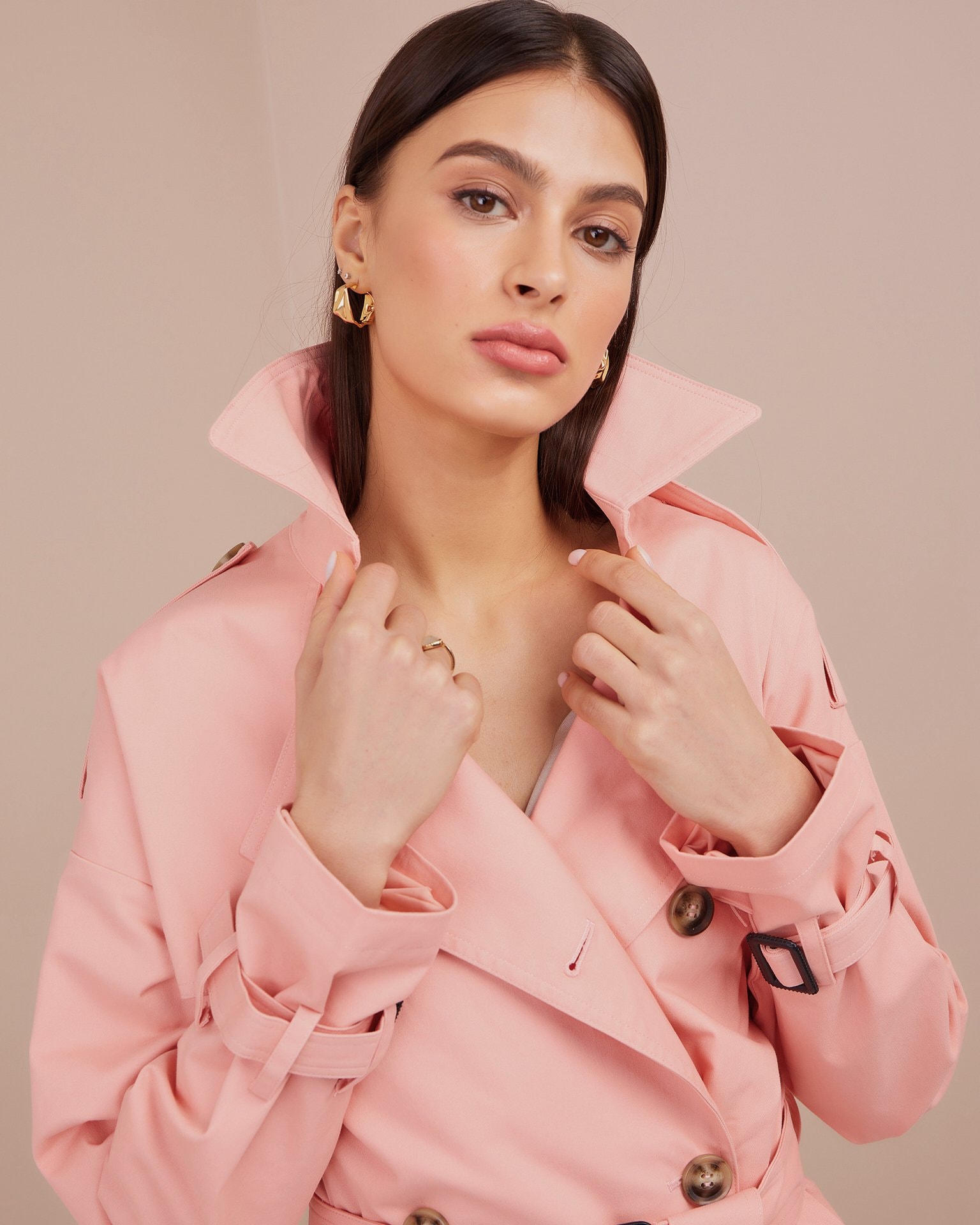 Trench coat in a peach hue, Pink — photo 4