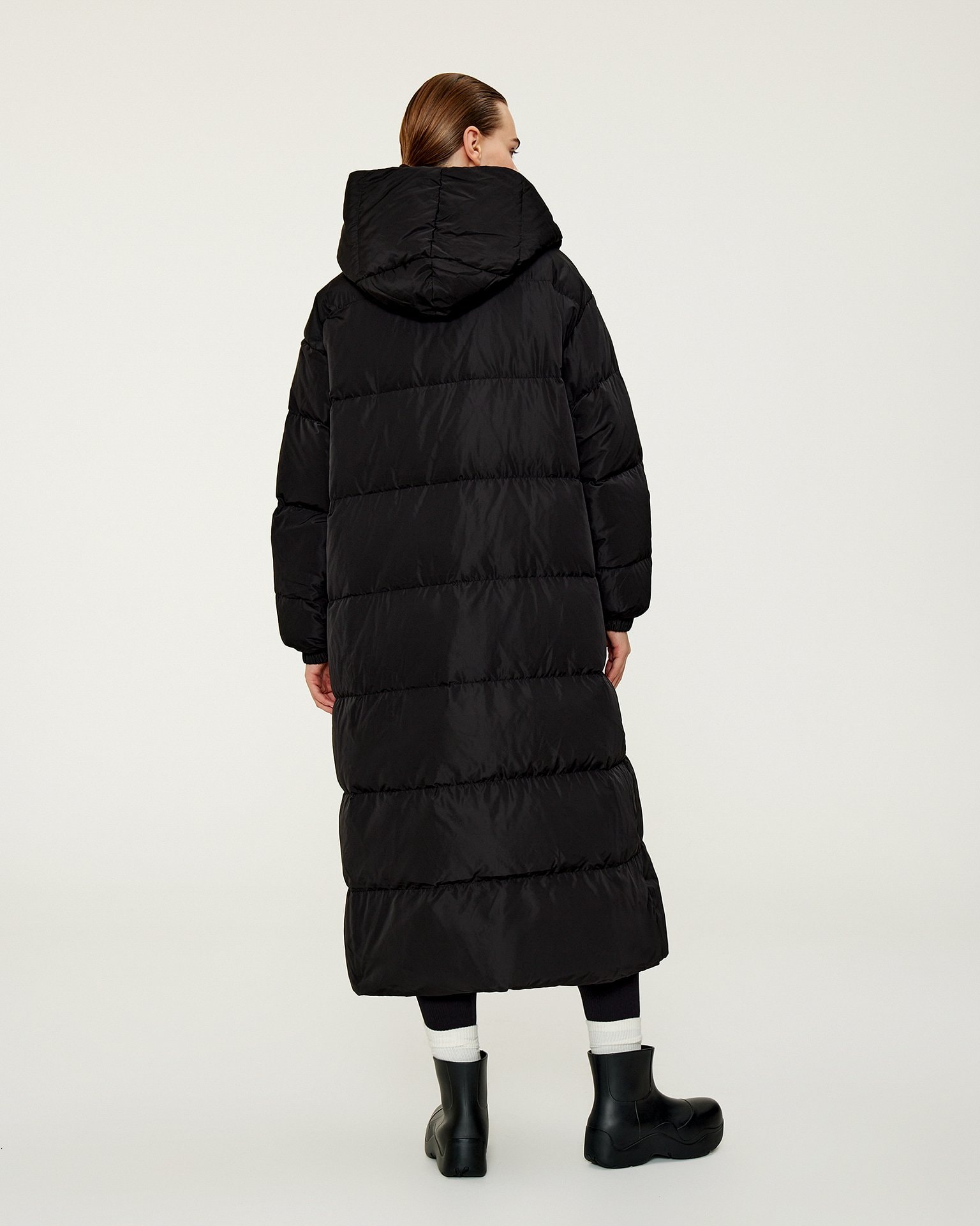 Black Down Jacket with Rivets, Black — photo 3
