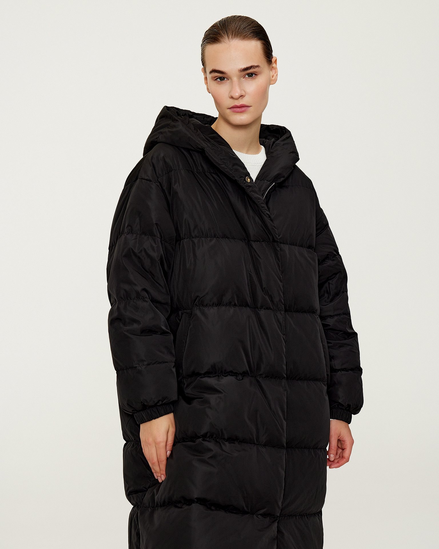 Black Down Jacket with Rivets, Black — photo 4