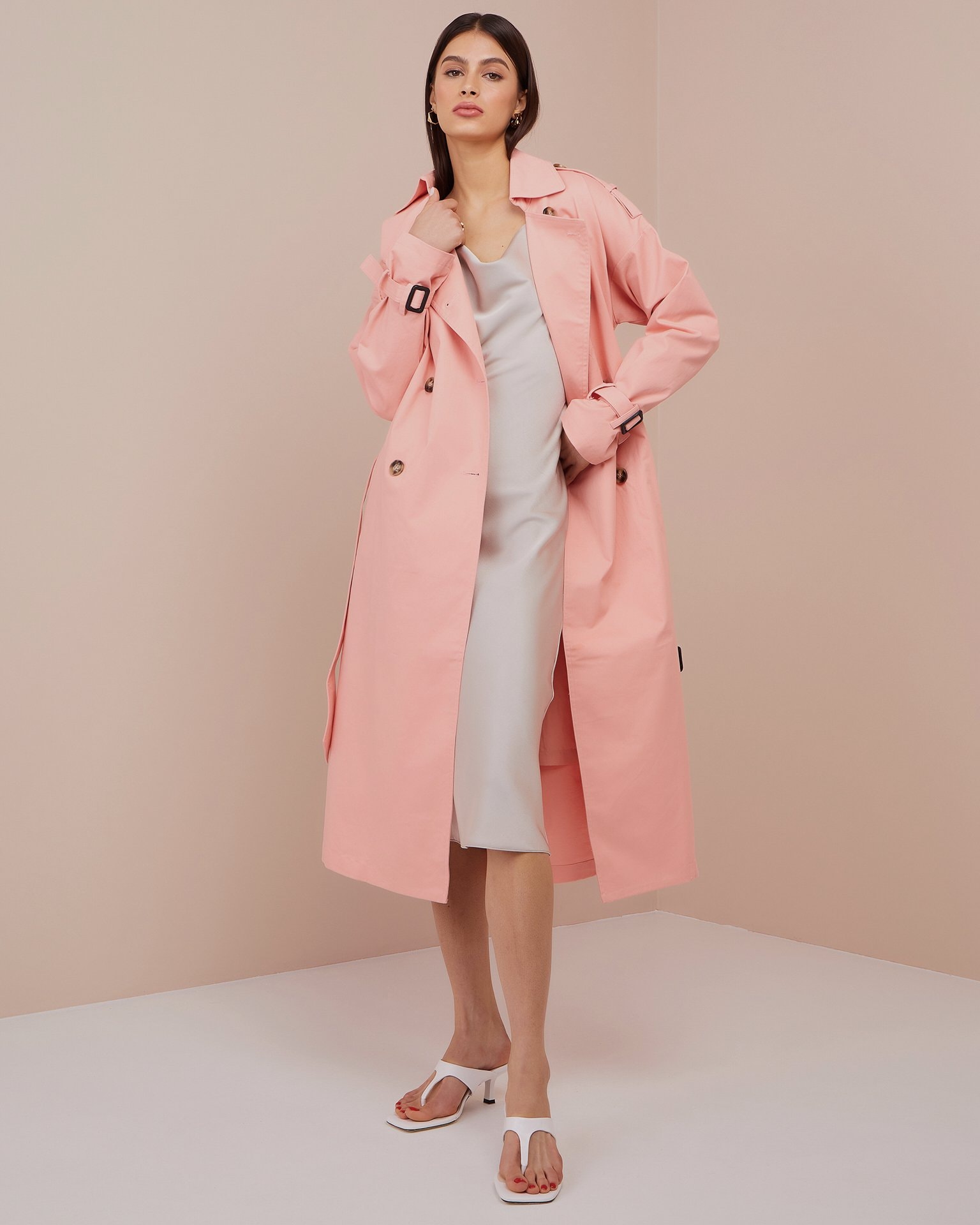 Trench coat in a peach hue, Pink