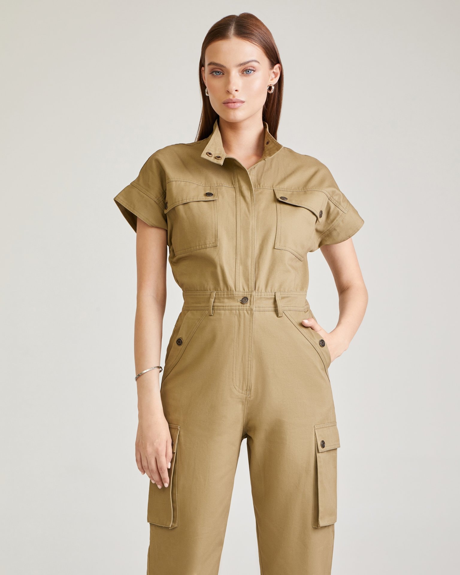 Fitted jumpsuit, Khaki