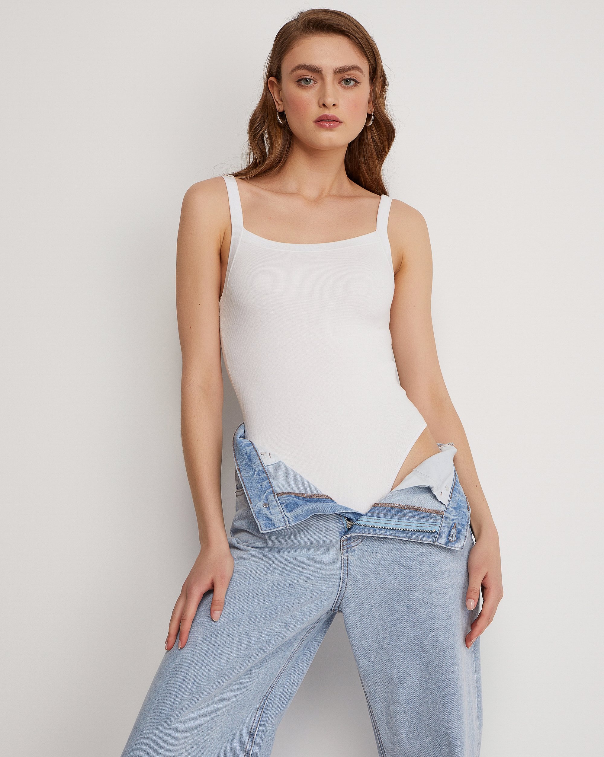 White strappy bodysuit