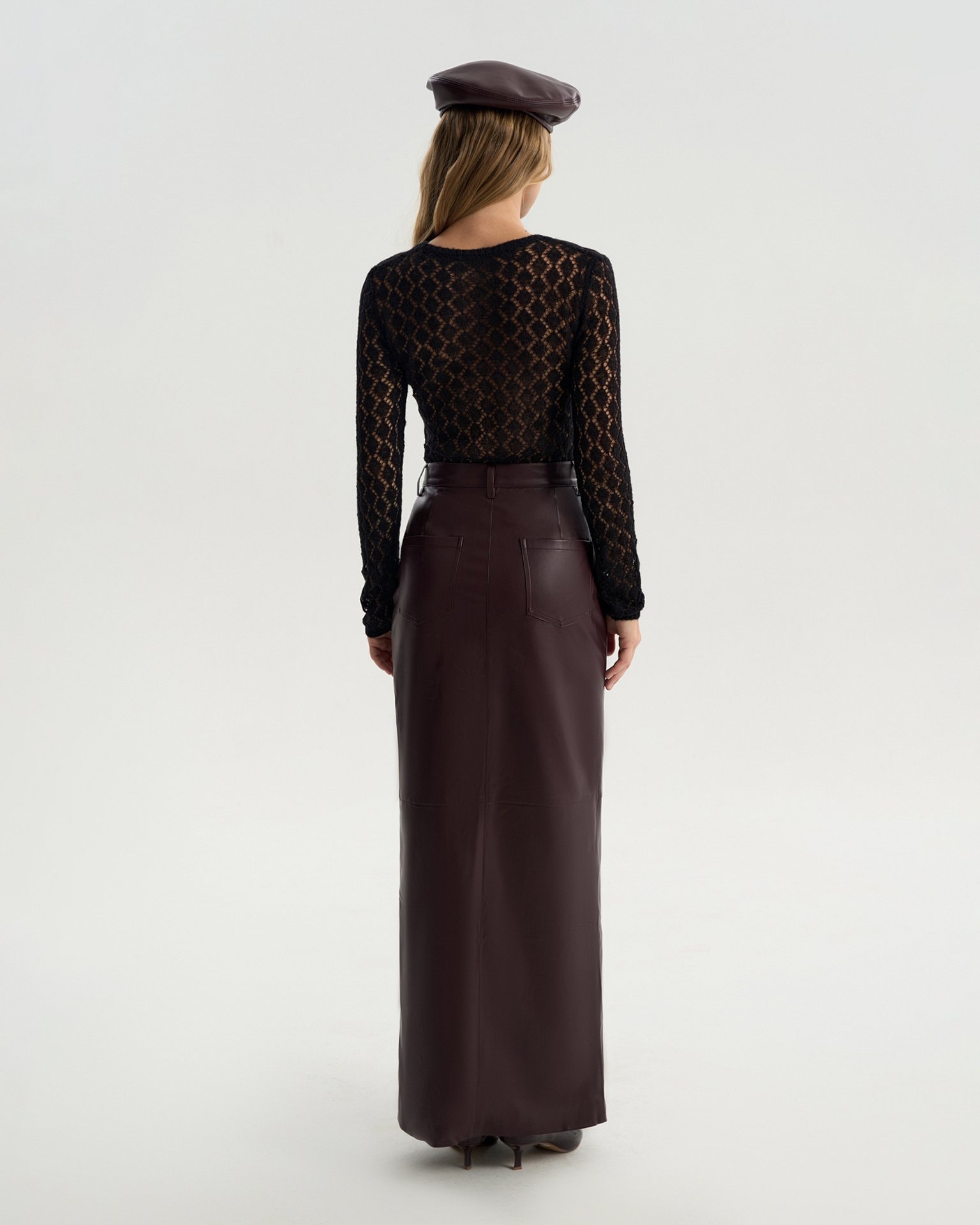 Eco-leather skirt, Brown — photo 3