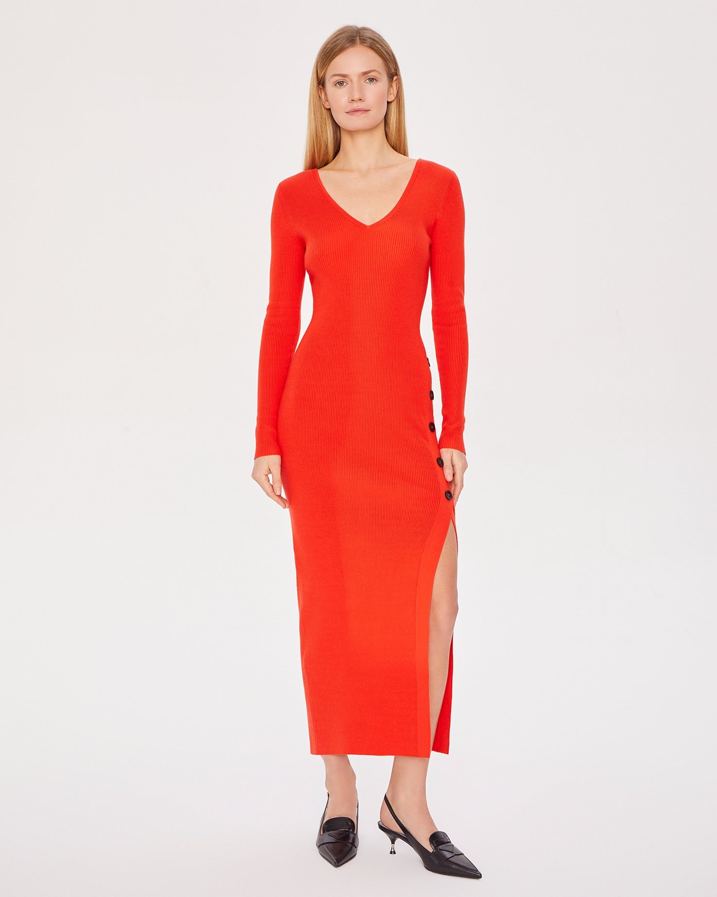 Viscose midi dress, Orange